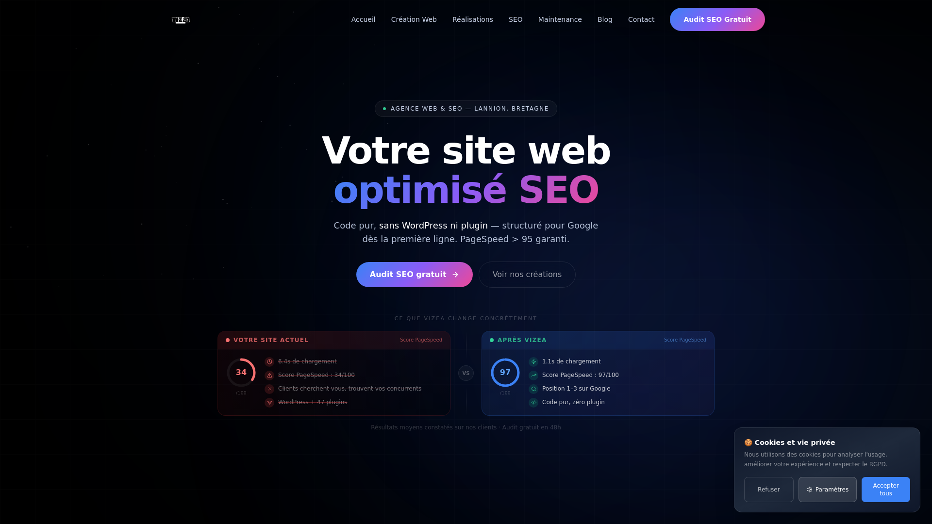 website screenshot of https://vizeabzh.fr/