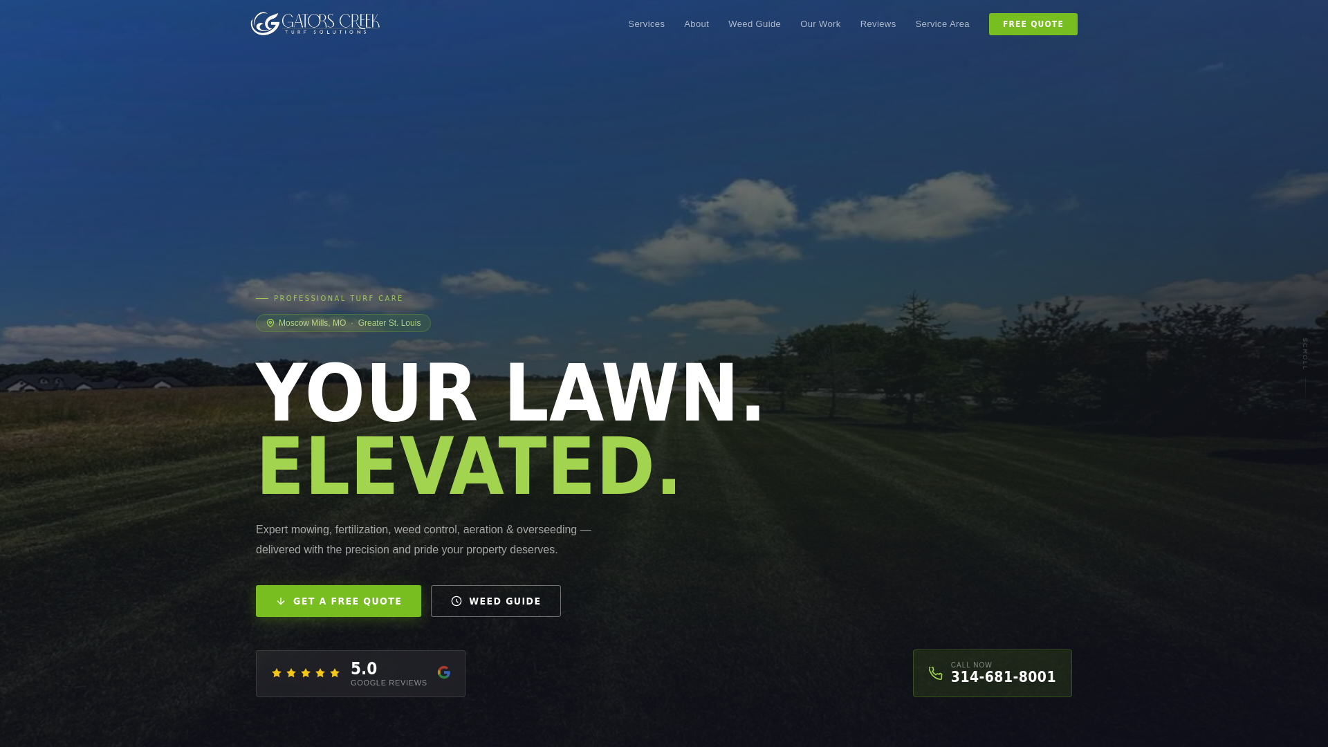 website screenshot of https://gators-creek-sz2sx.sevalla.page