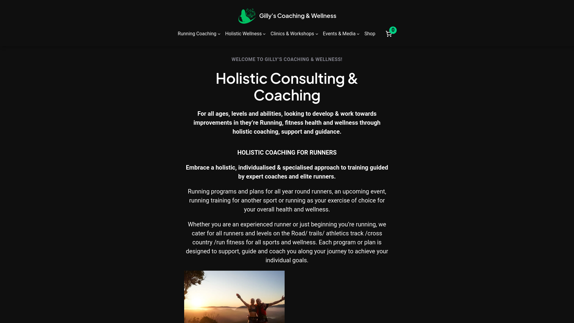 website screenshot of https://gillysruncoaching.com/