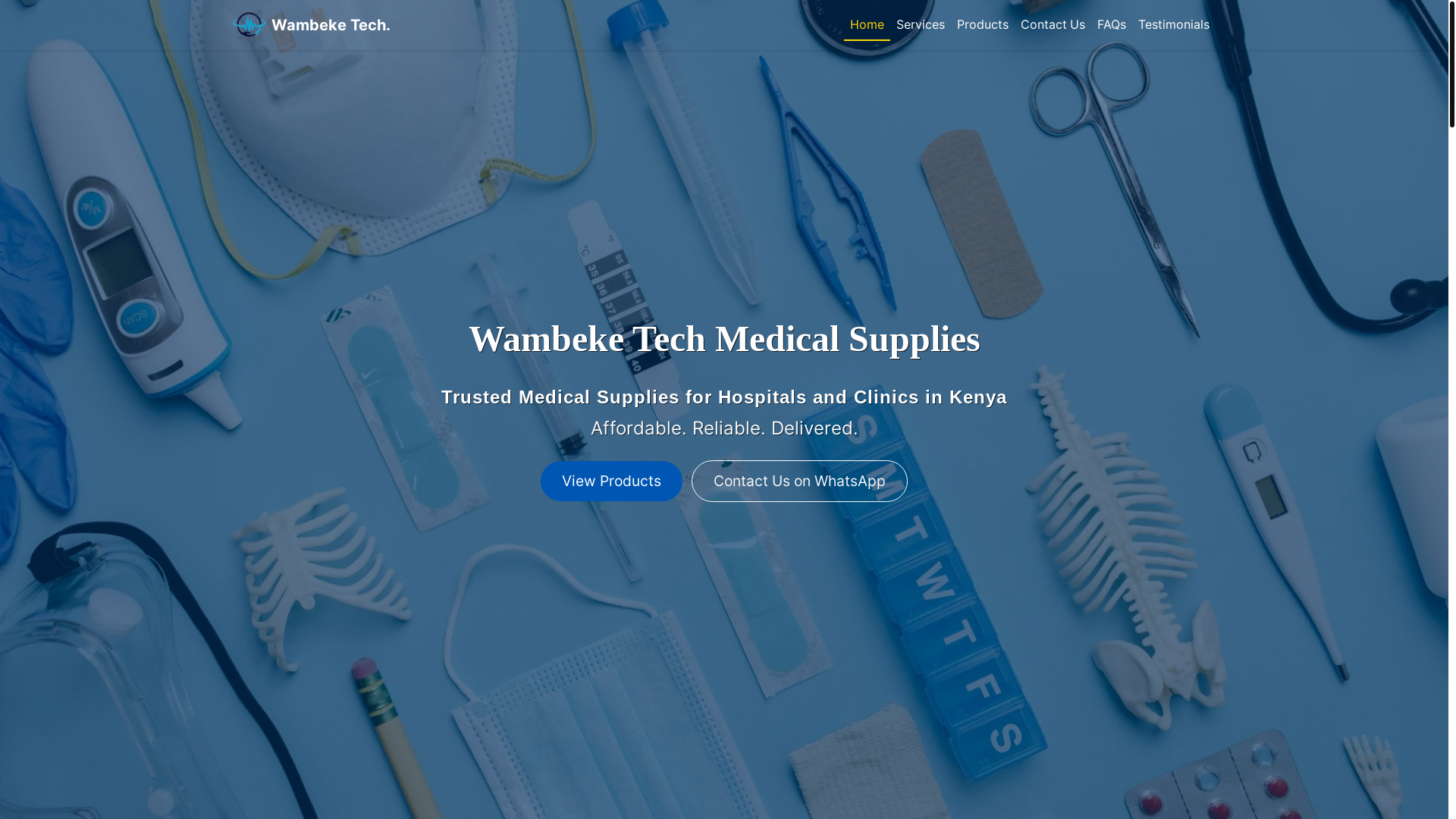 website screenshot of https://wambekemedical.co.ke/