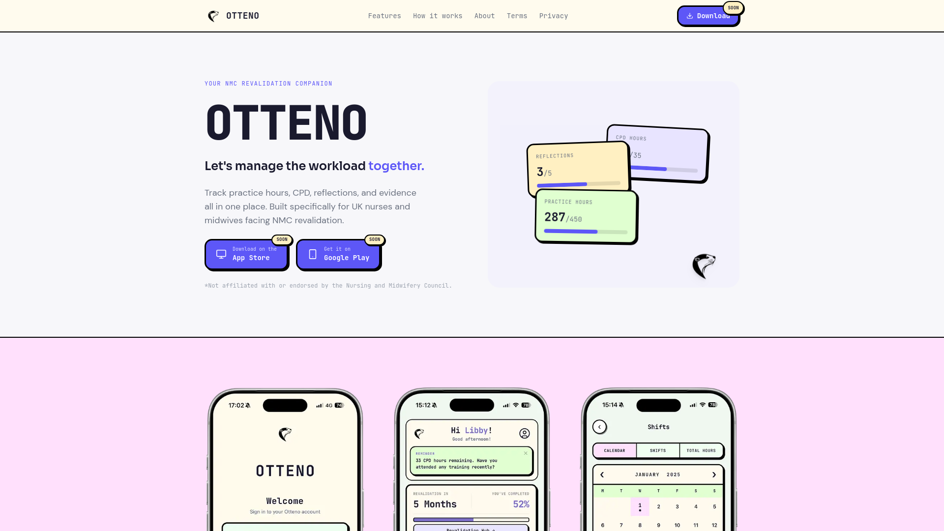 website screenshot of https://otteno.app/