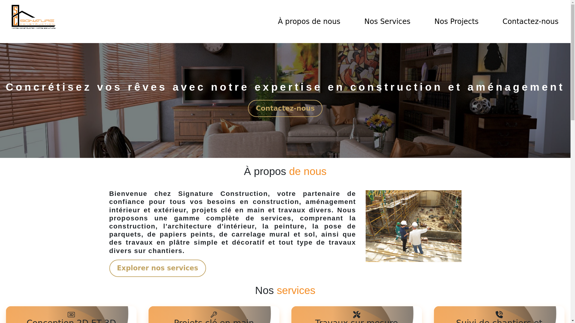 website screenshot of https://signatureconstruction.ma/
