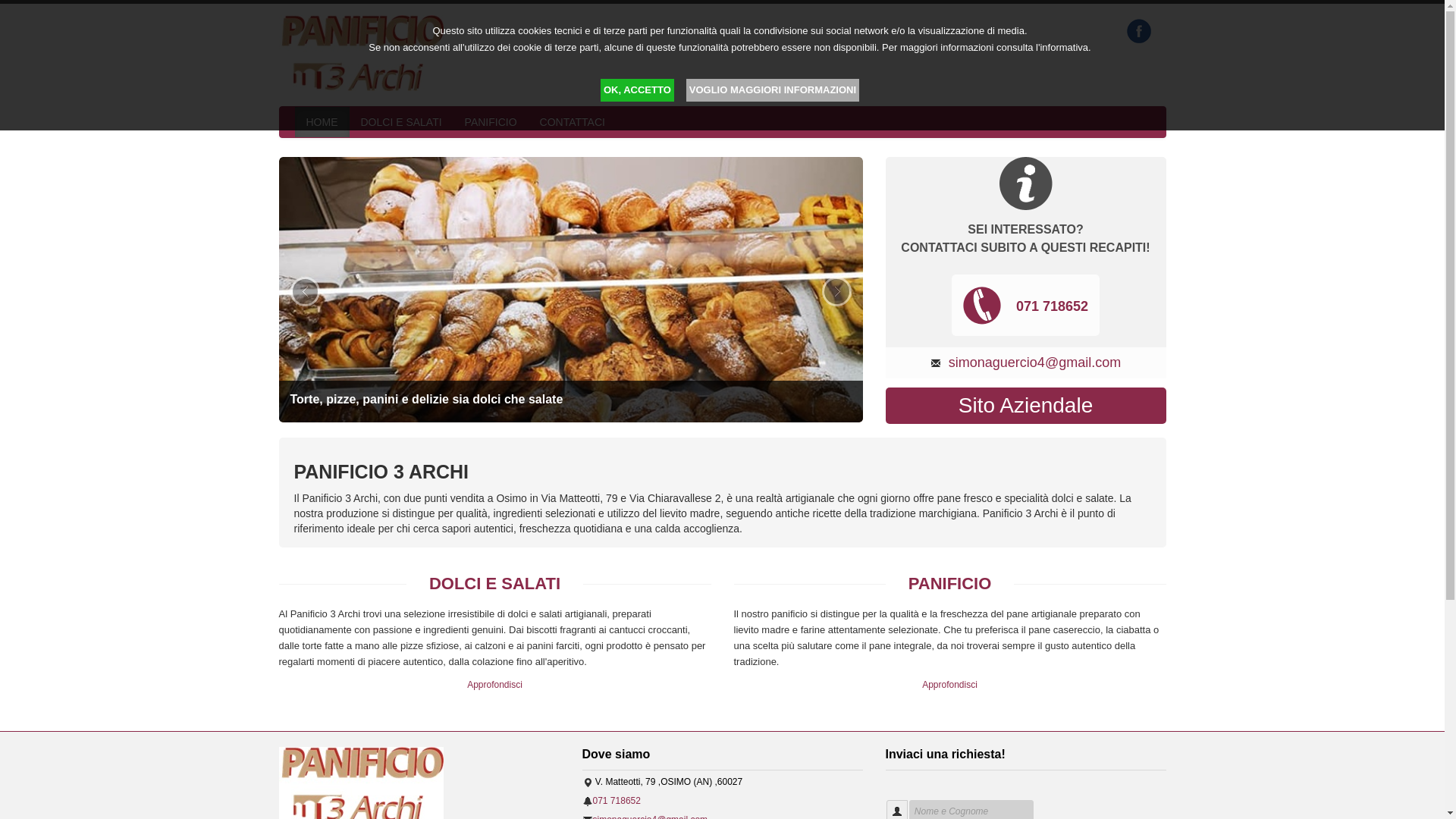 website screenshot of https://trearchipanificioosimo.it/