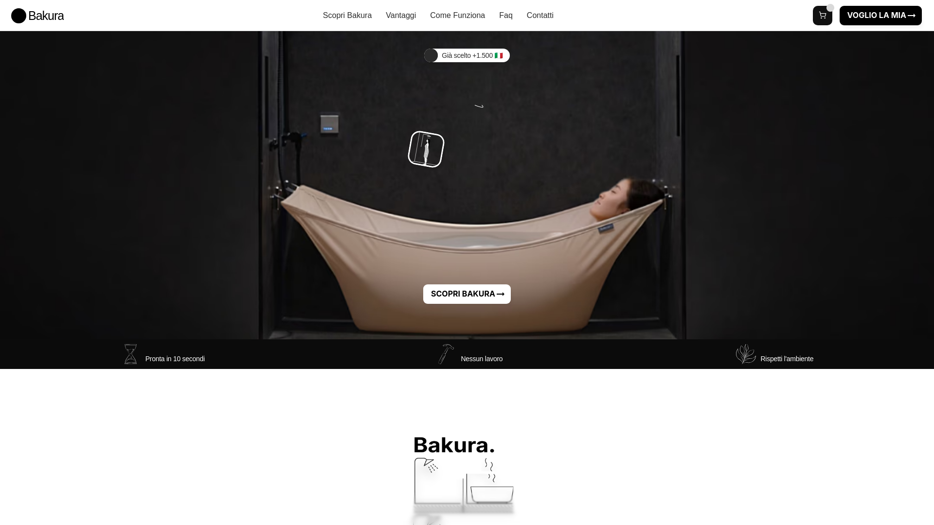 website screenshot of https://bakura-italia.com/