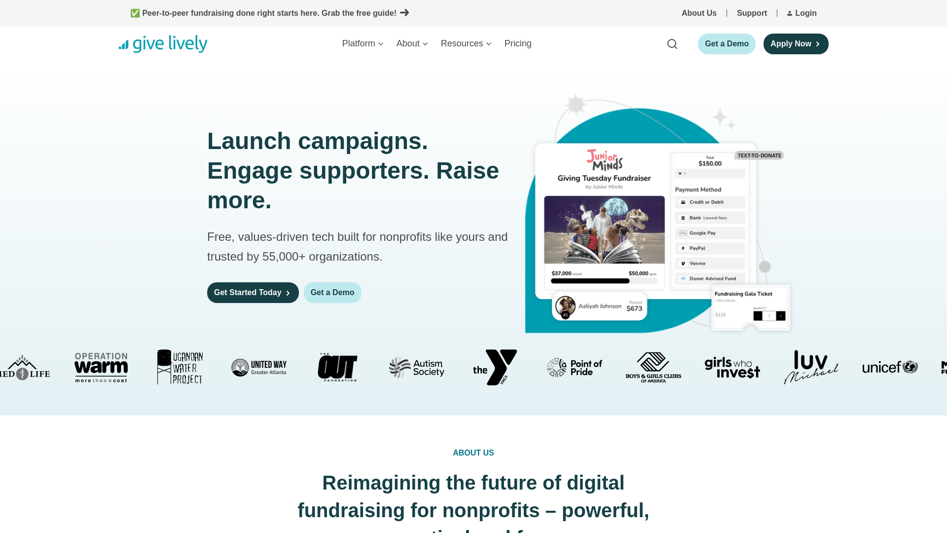 website screenshot of https://trygivelively.org/