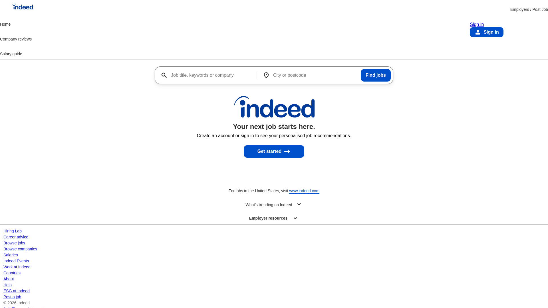website screenshot of https://uk.indeed.com