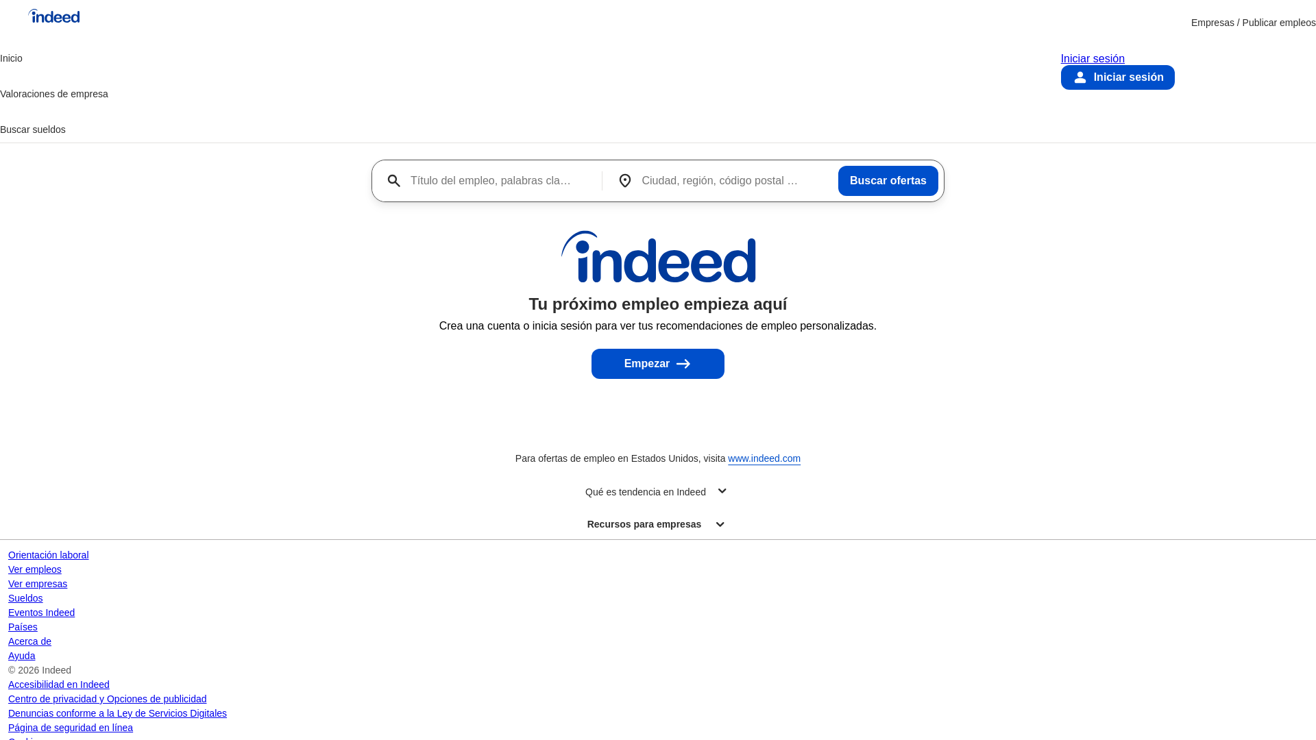 website screenshot of https://es.indeed.com