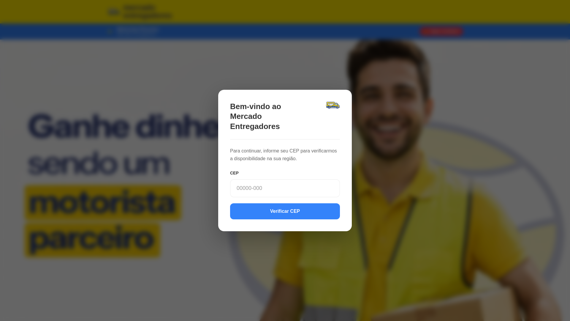 website screenshot of https://realizarcadastroentregadoronline.shop/