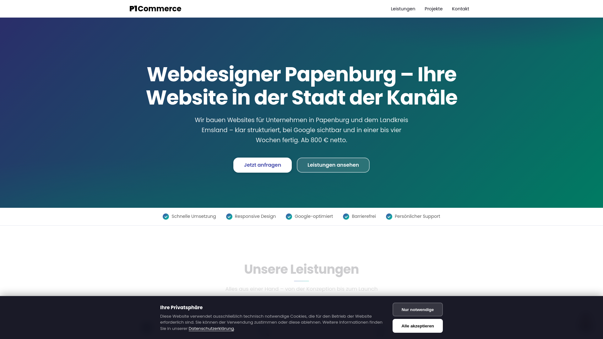 website screenshot of https://webdesigner-papenburg.de