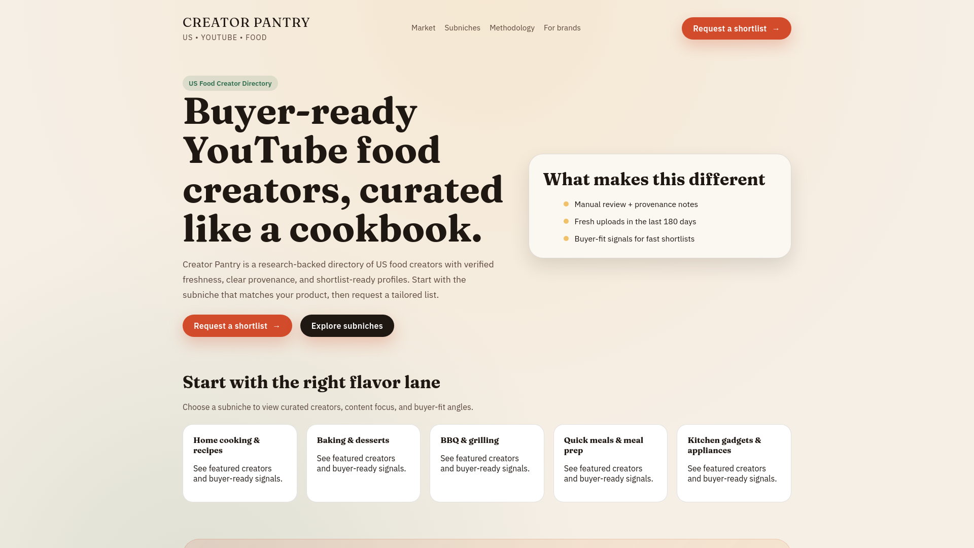website screenshot of https://creatorpantry.pages.dev/