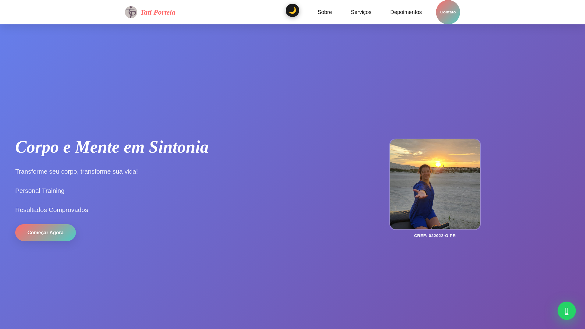 website screenshot of https://personaltatiportela.com.br