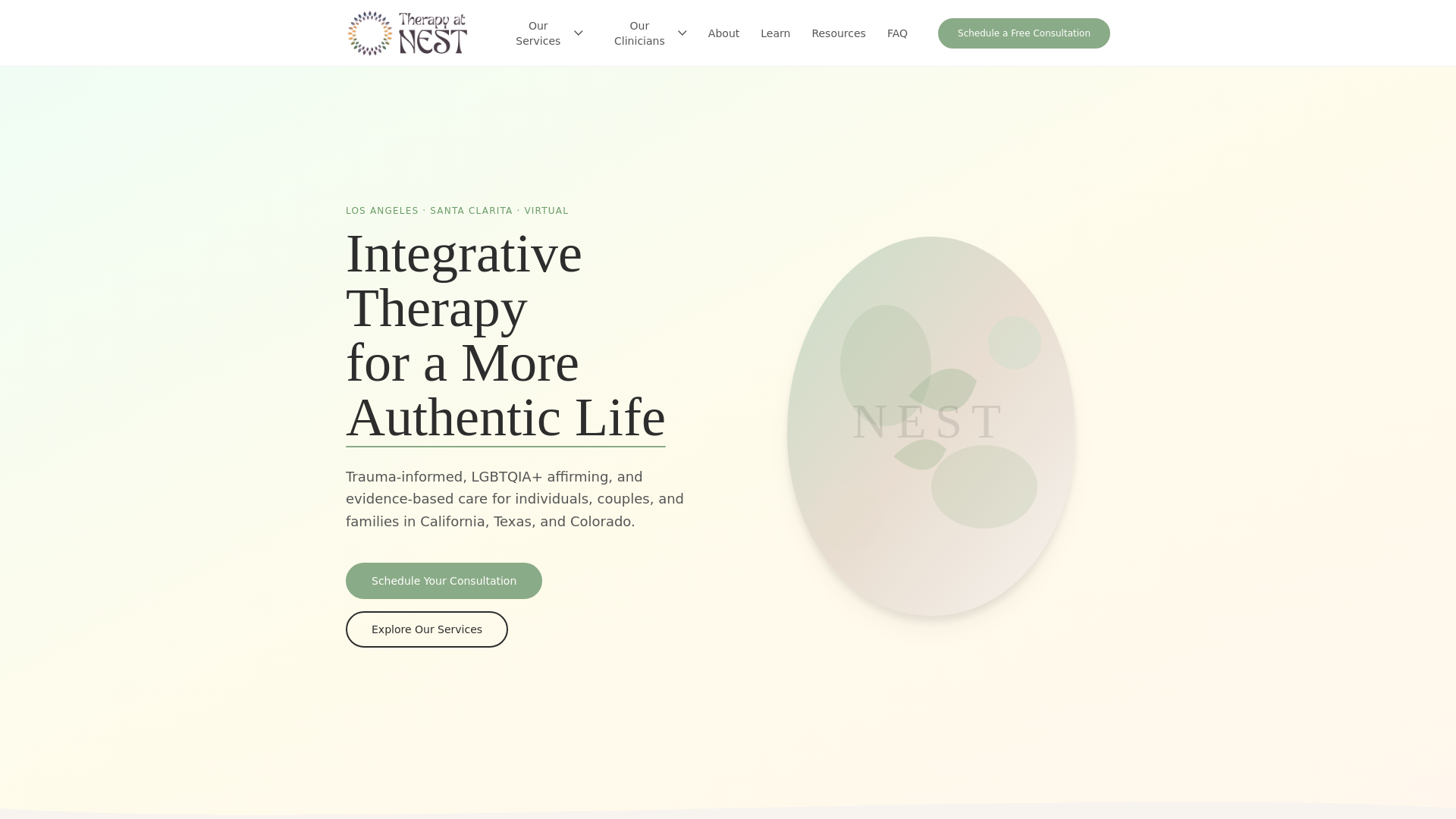 website screenshot of https://therapy-at-nest.pages.dev/