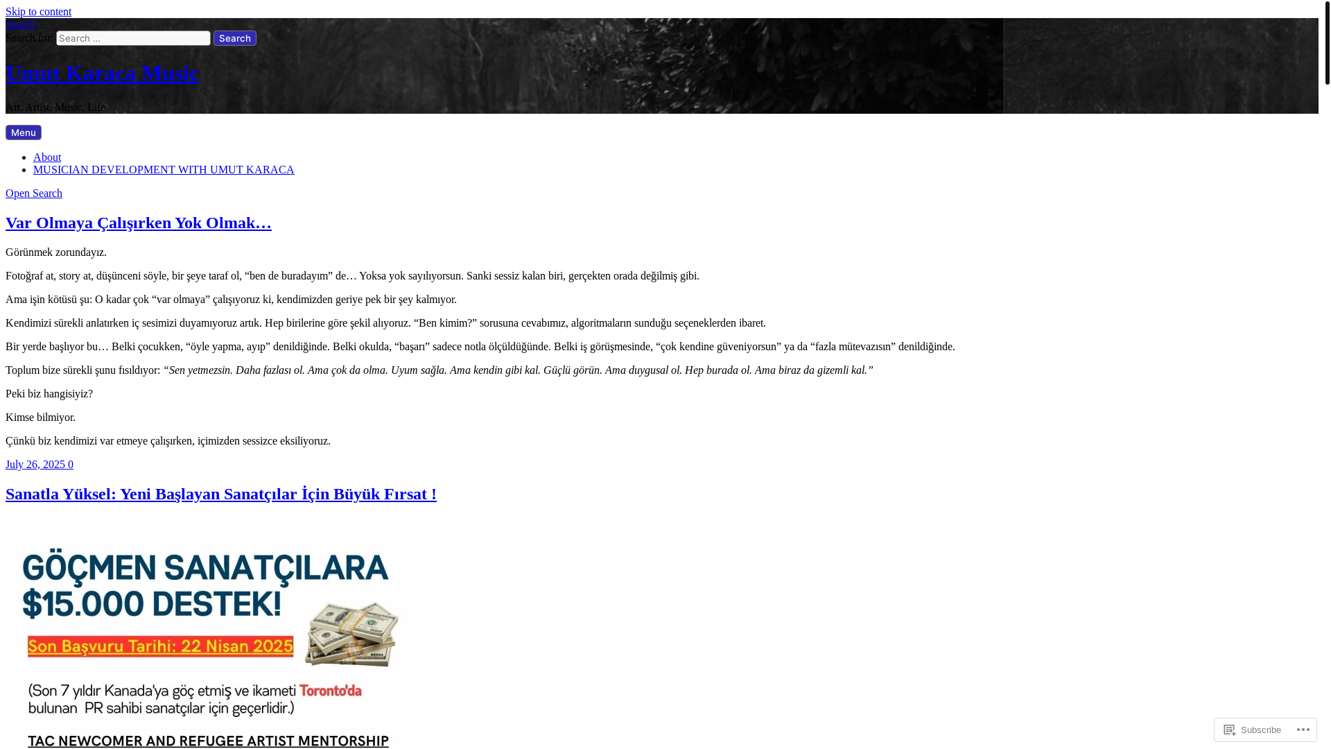 website screenshot of https://umutkaraca.blog/