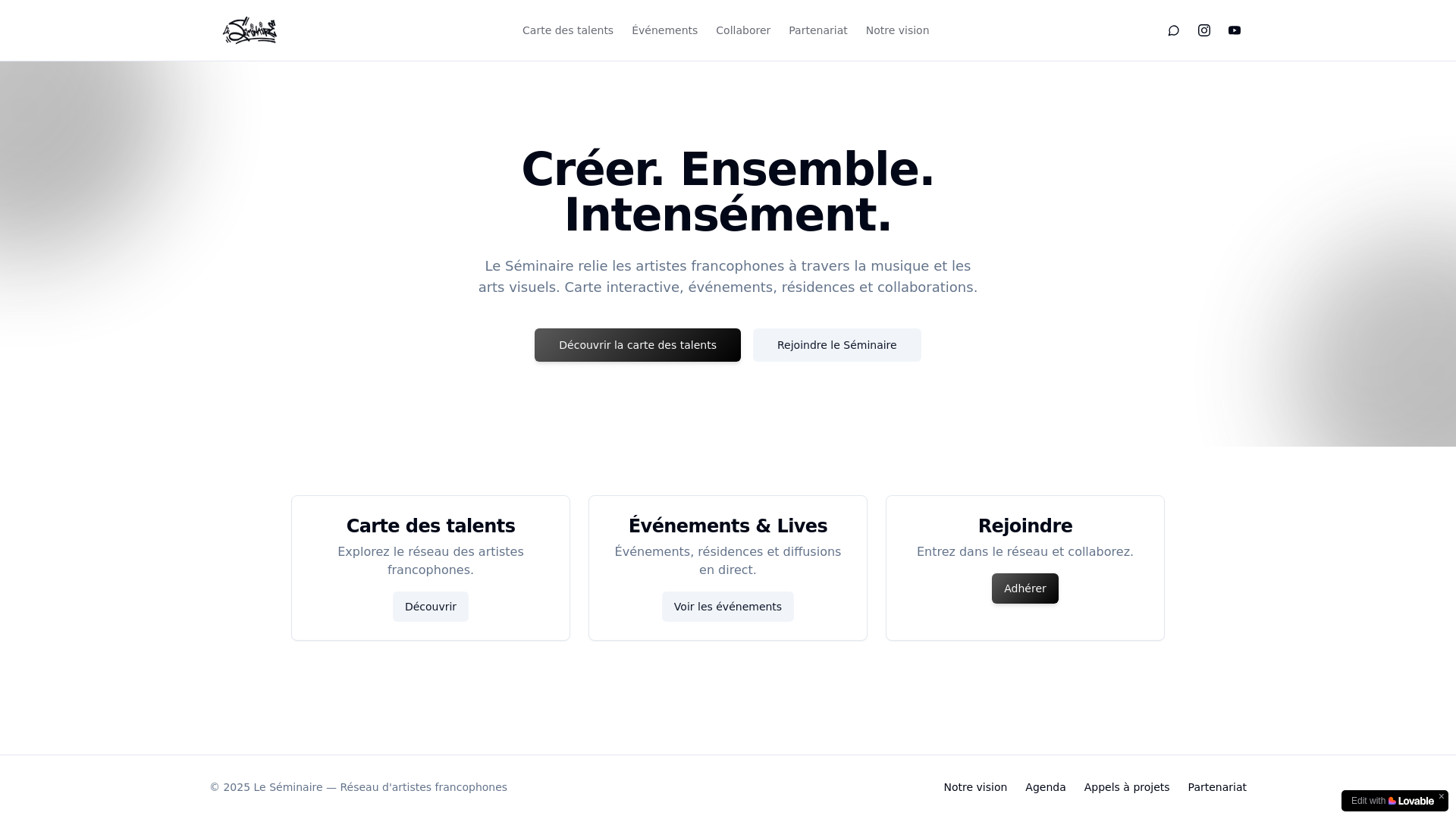 website screenshot of https://leseminaire.fr/
