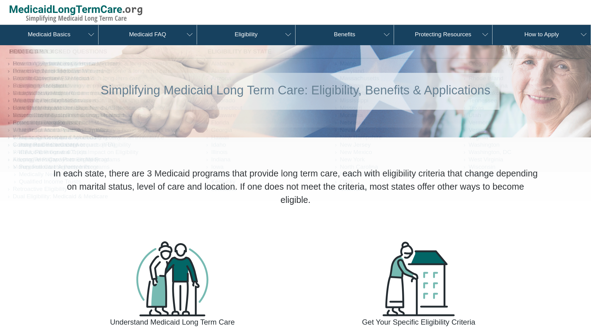 website screenshot of https://www.medicaidlongtermcare.org/
