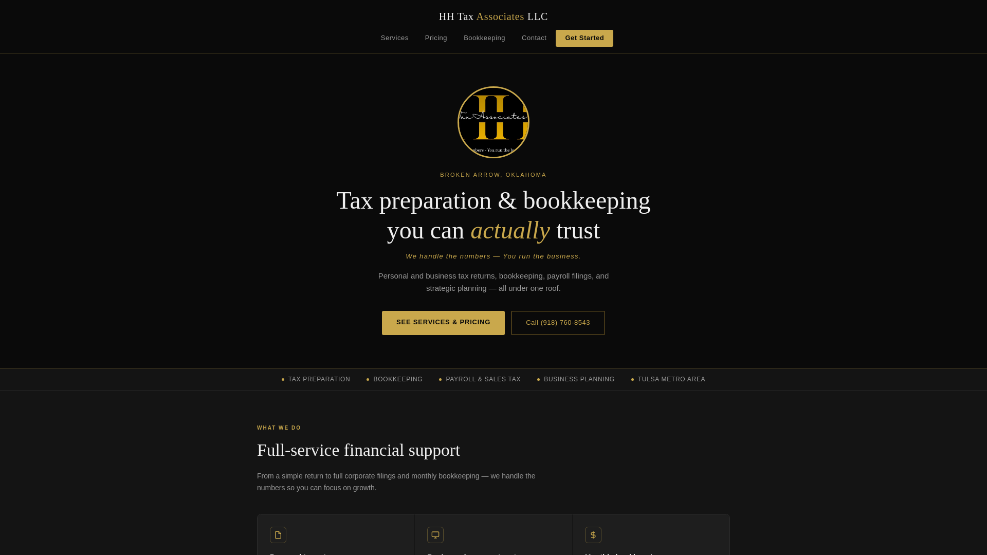 website screenshot of https://hhtaxassociates.com/