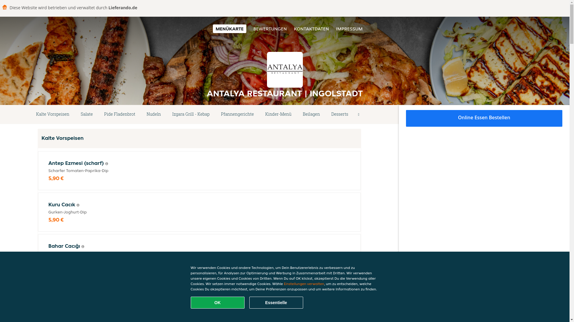 website screenshot of https://antalyarestaurant-ingolstadt.de/