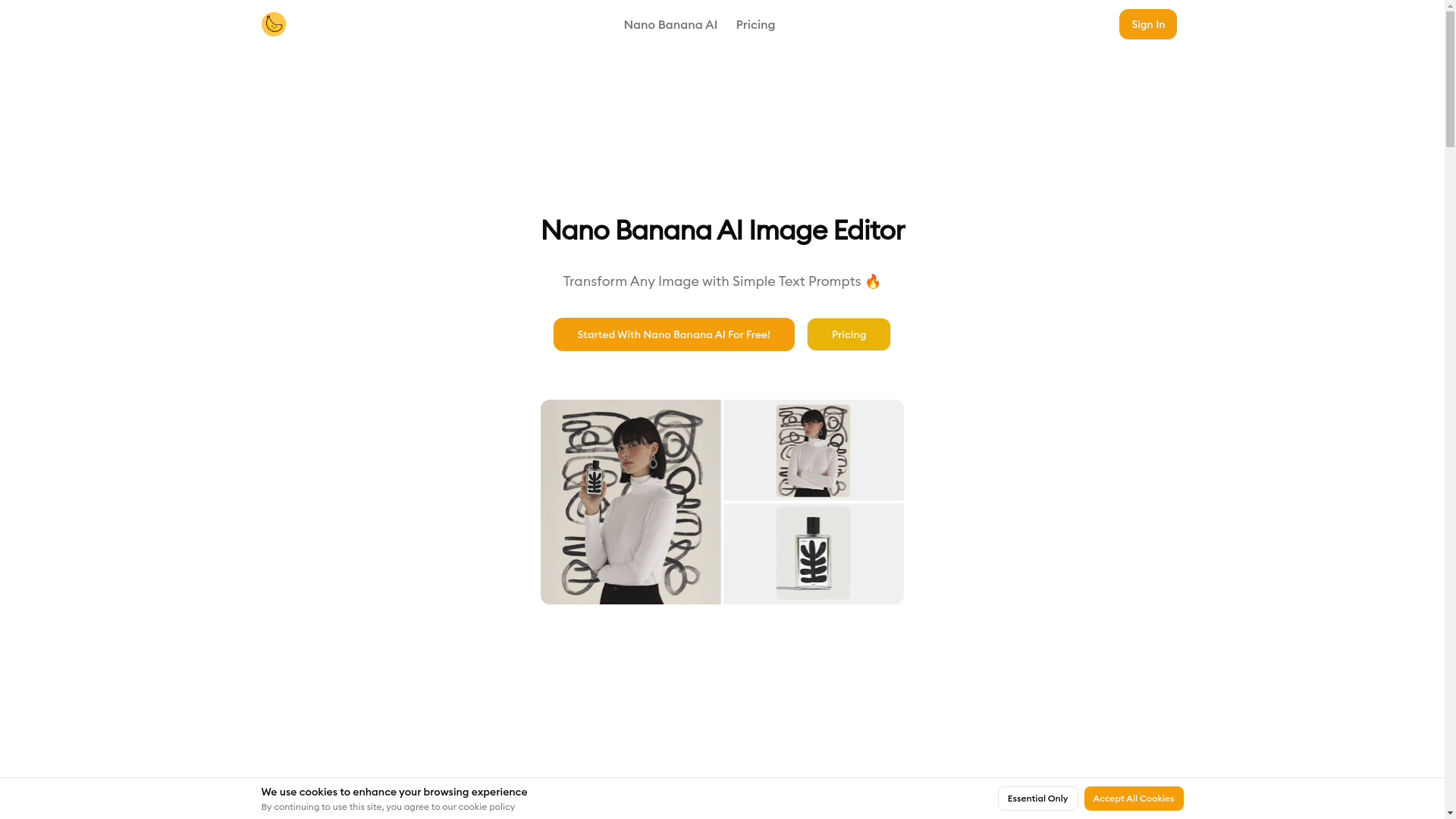 website screenshot of https://nanobananaai.pages.dev/