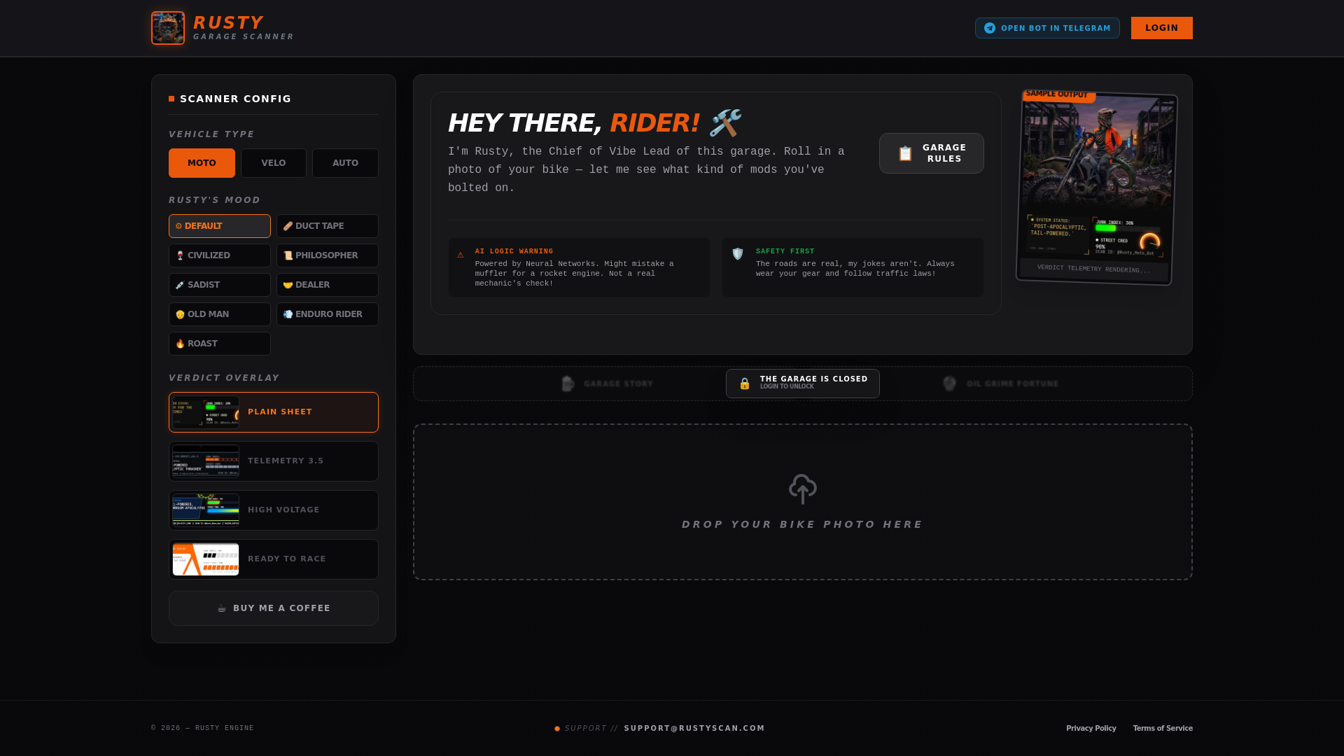 website screenshot of https://rustyscan.com
