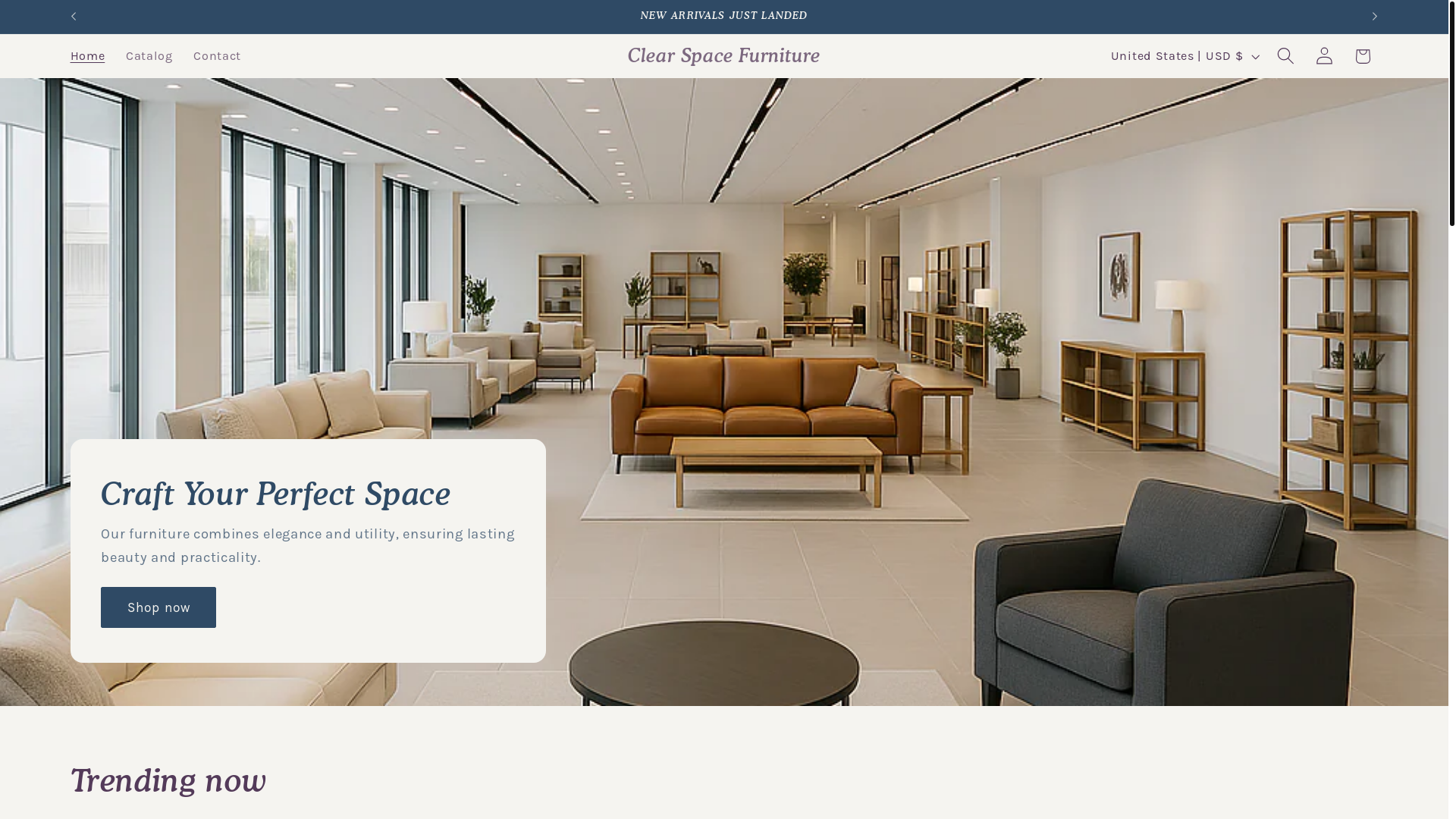 website screenshot of https://clearspacefurniture.com/