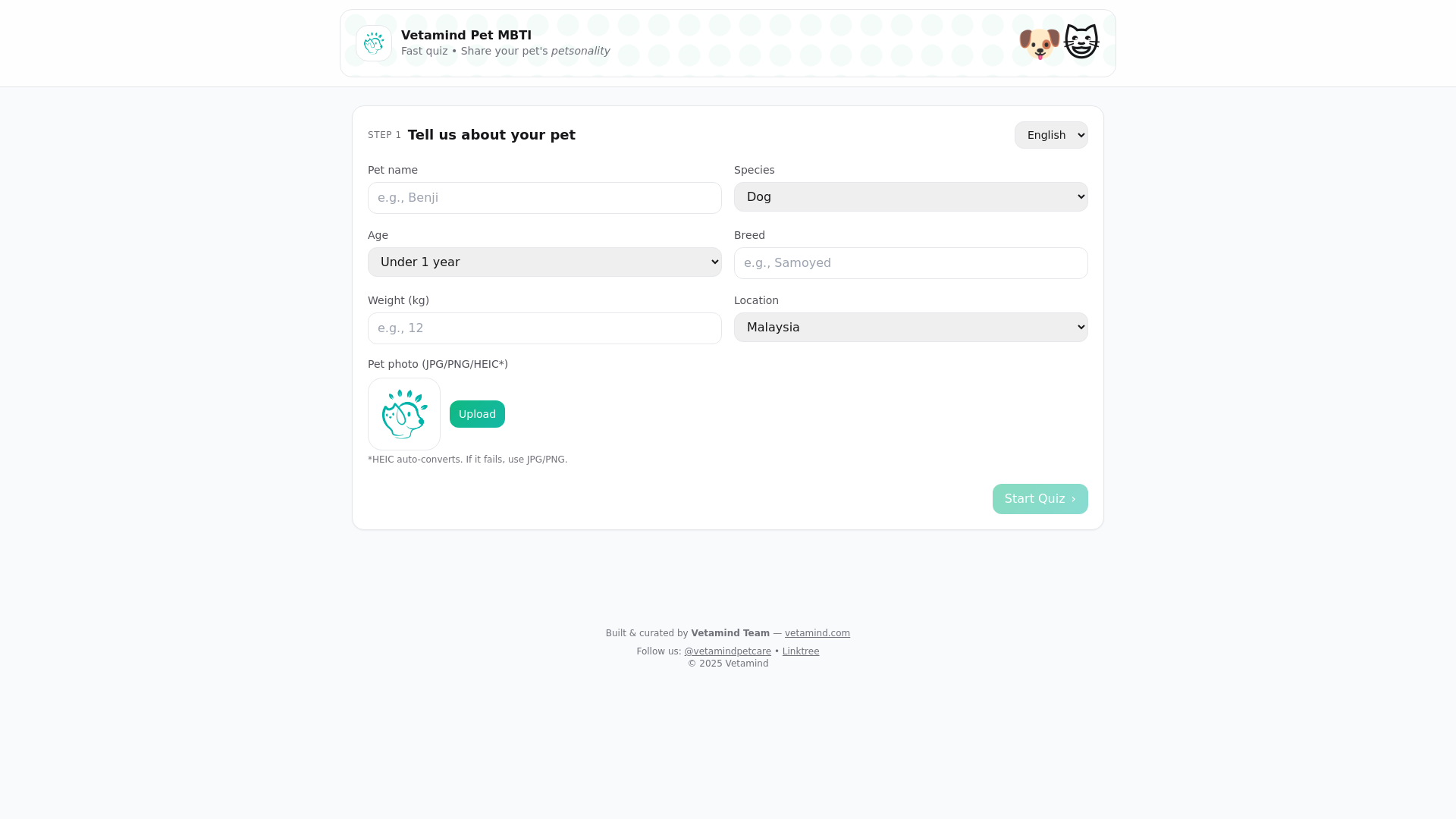 website screenshot of https://vetamindmbti.pages.dev/