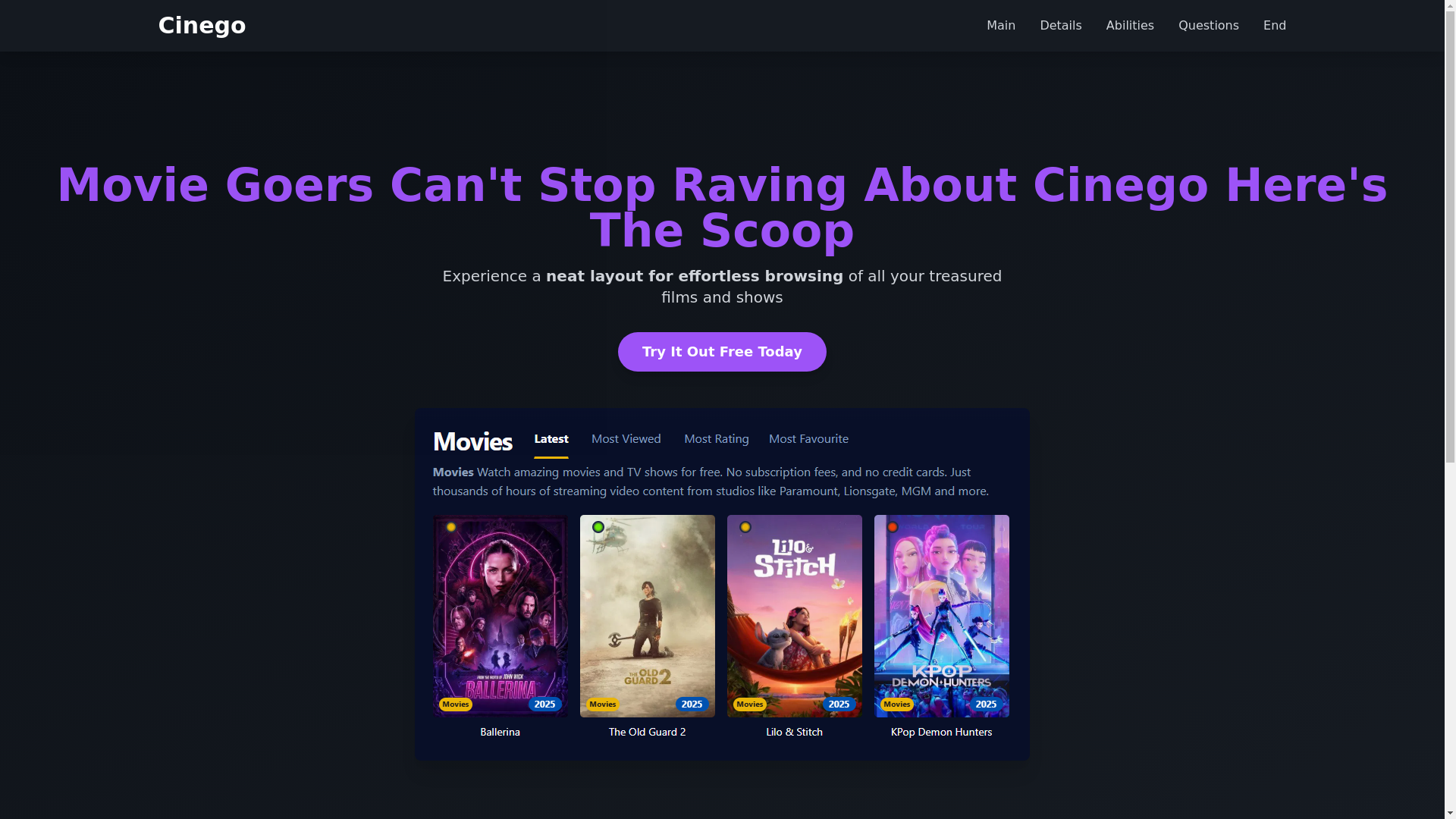 website screenshot of https://cinego-13mt.pages.dev/