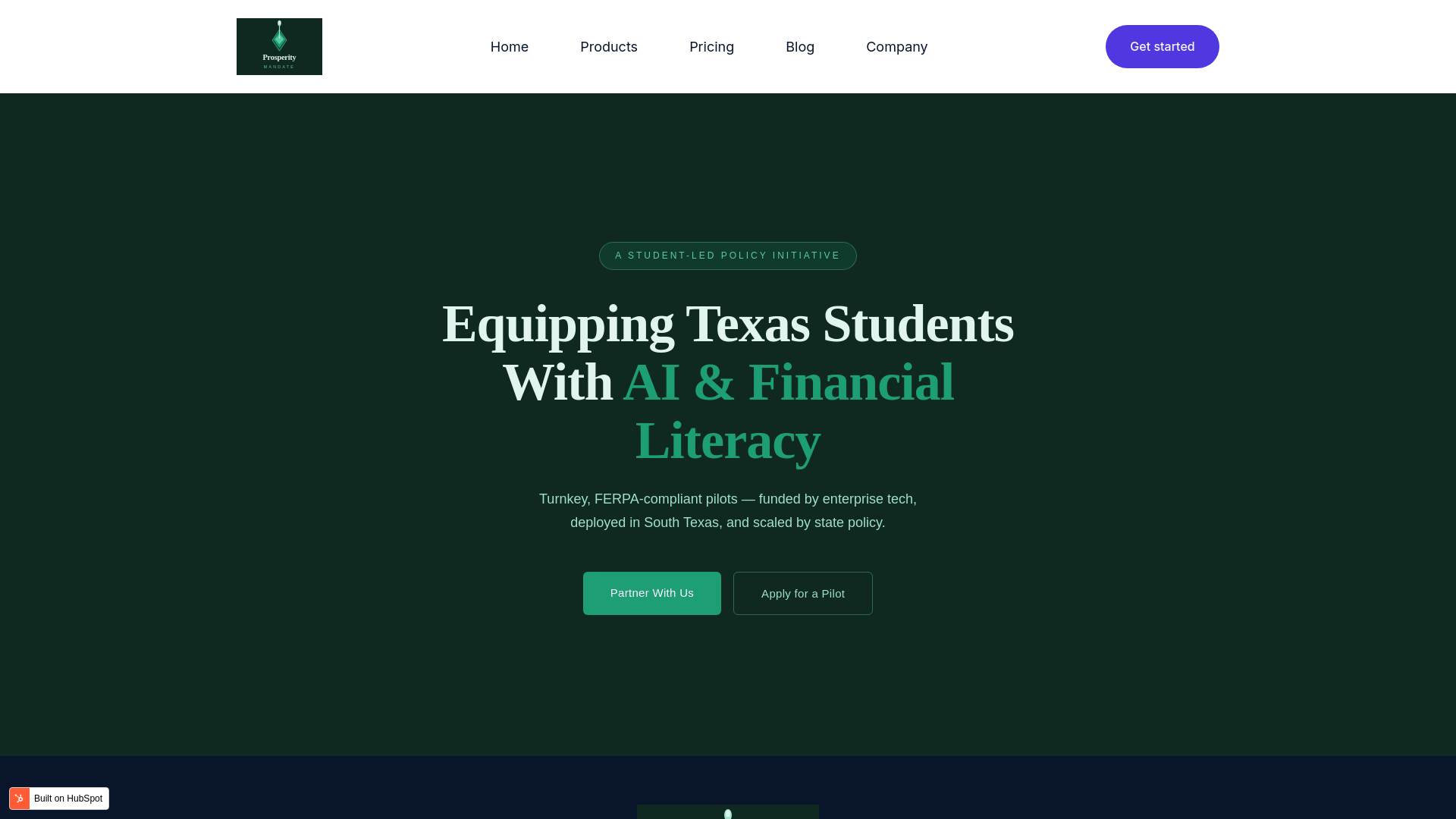 website screenshot of https://prosperitymandate.org/
