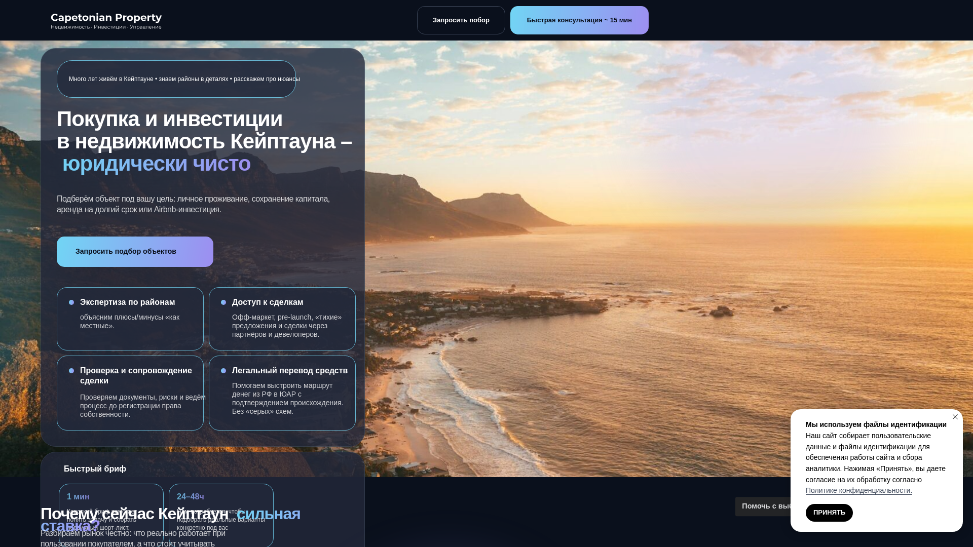 website screenshot of https://capetonian.ru/