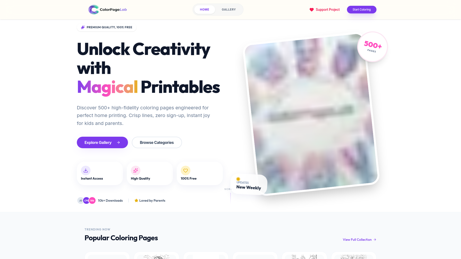 website screenshot of https://colorpagelab.com/
