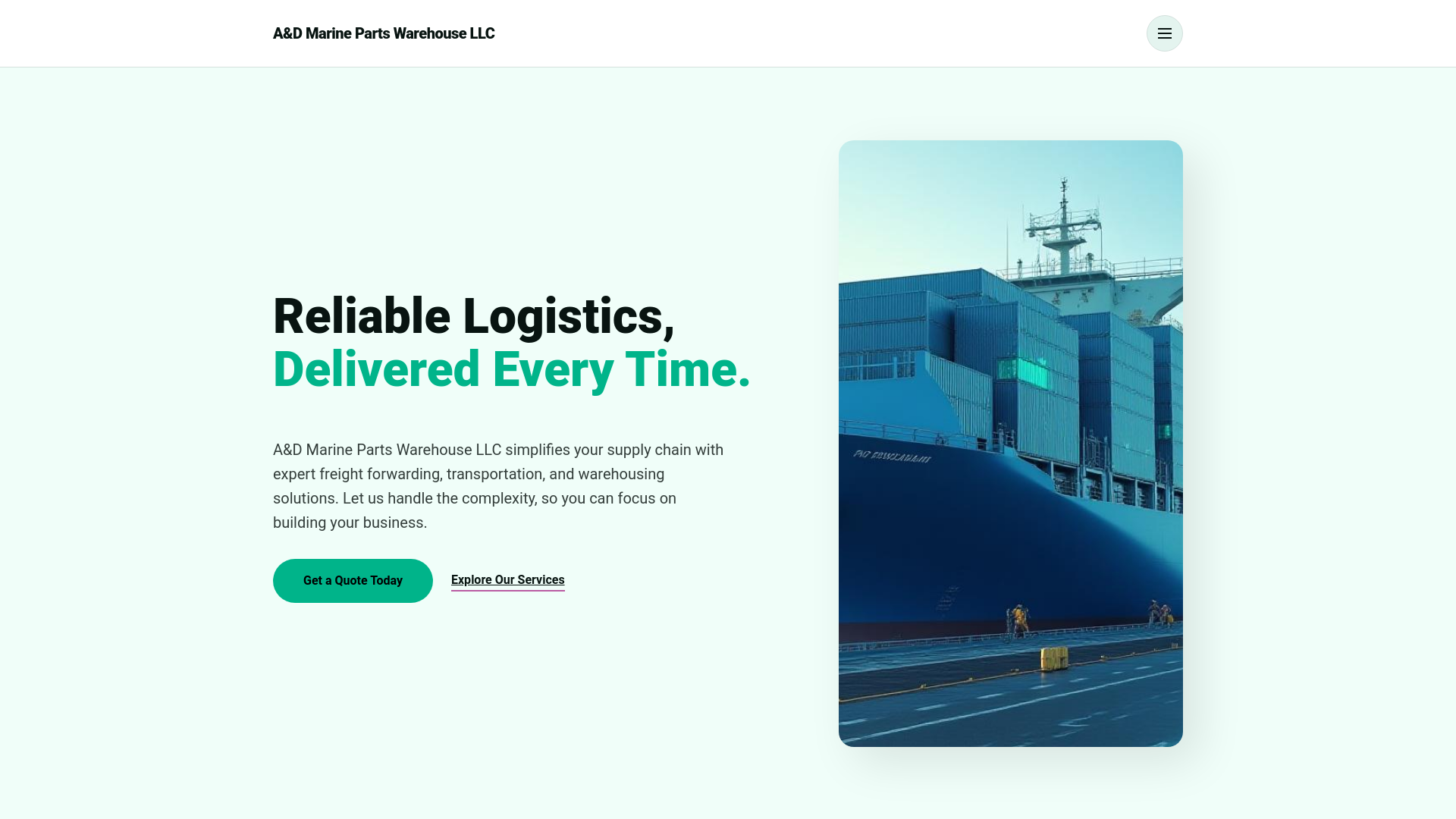 website screenshot of https://admarinepartswarehouse.com/