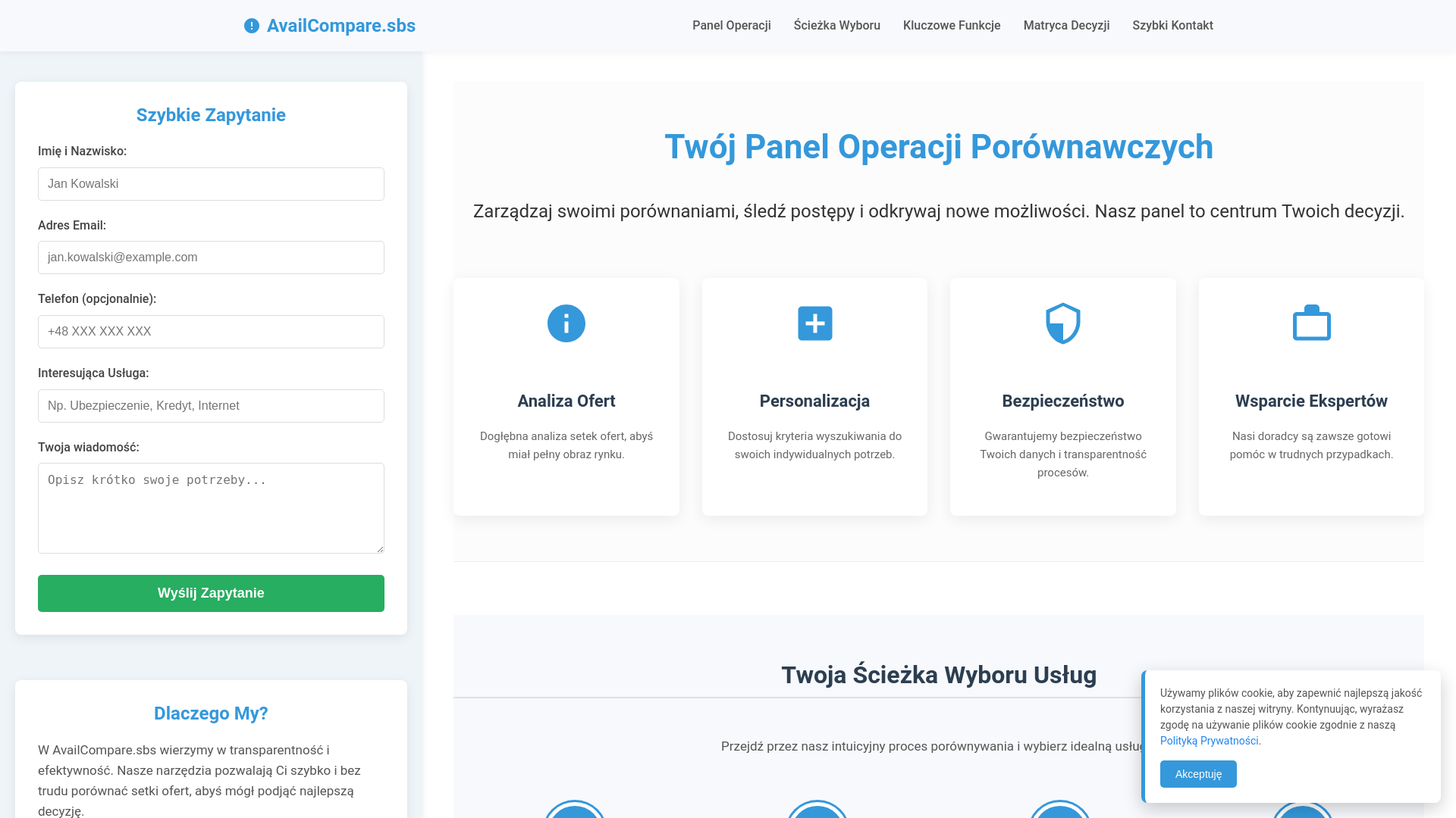 website screenshot of https://availcompare.sbs/