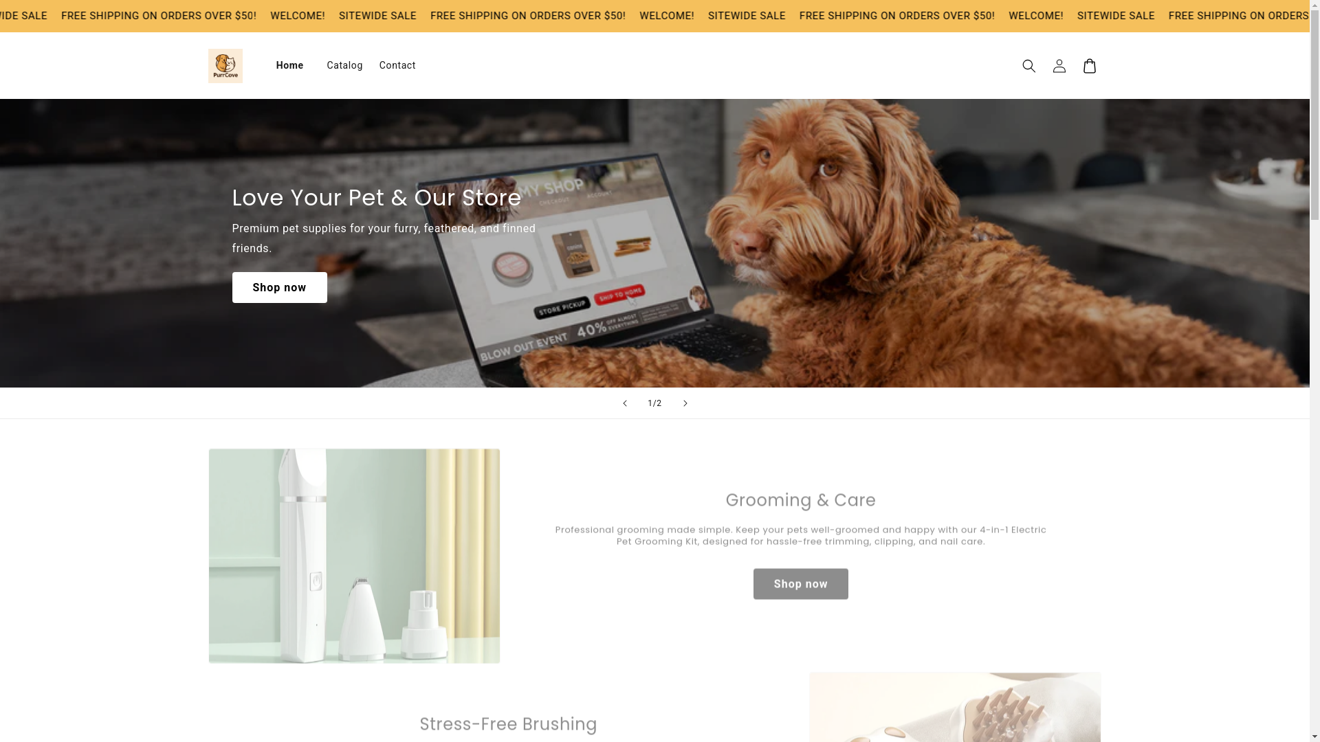 website screenshot of https://thepurrcove.store/
