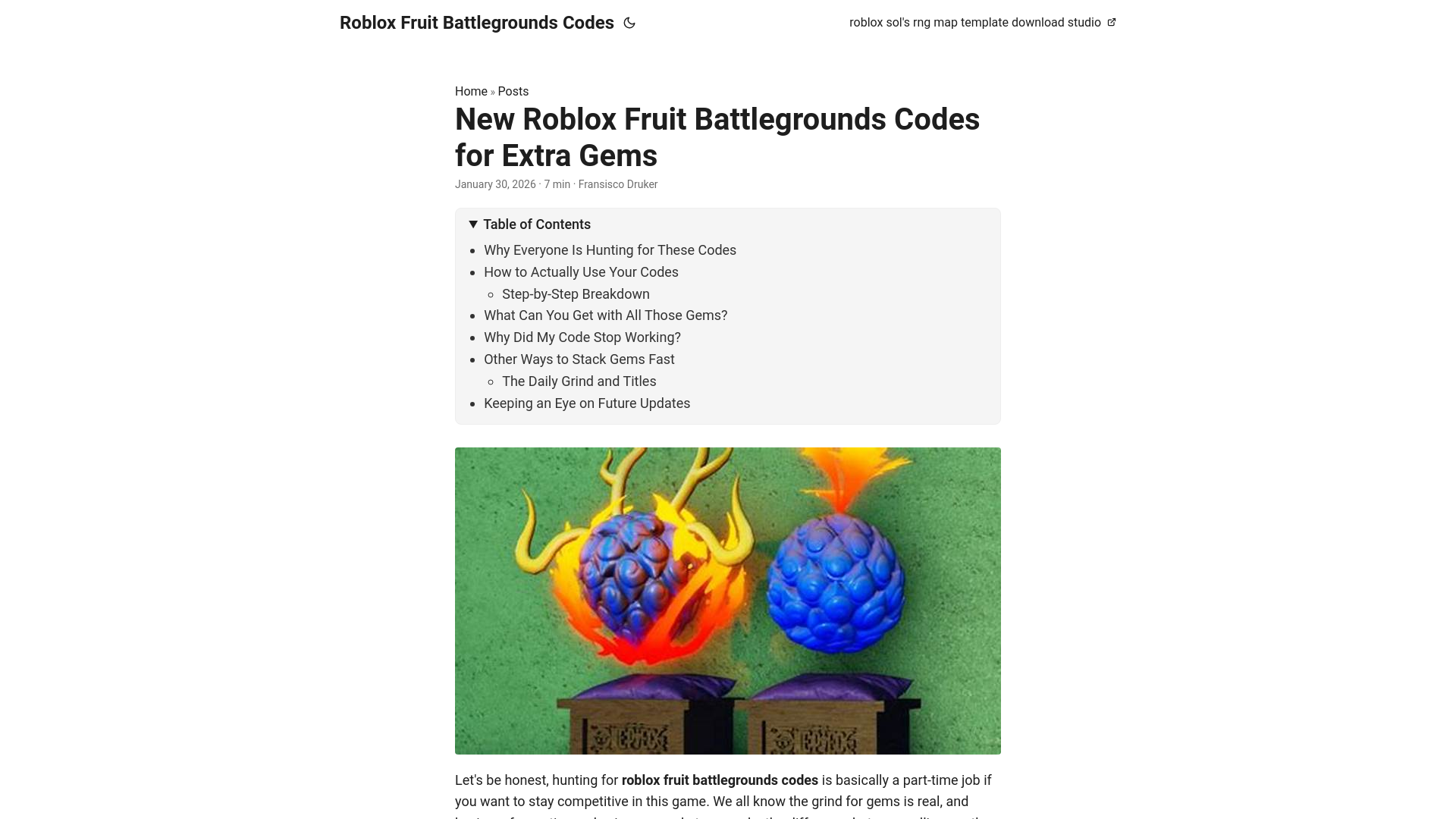 website screenshot of https://roblox-fruit-battlegrounds-codes.pages.dev/