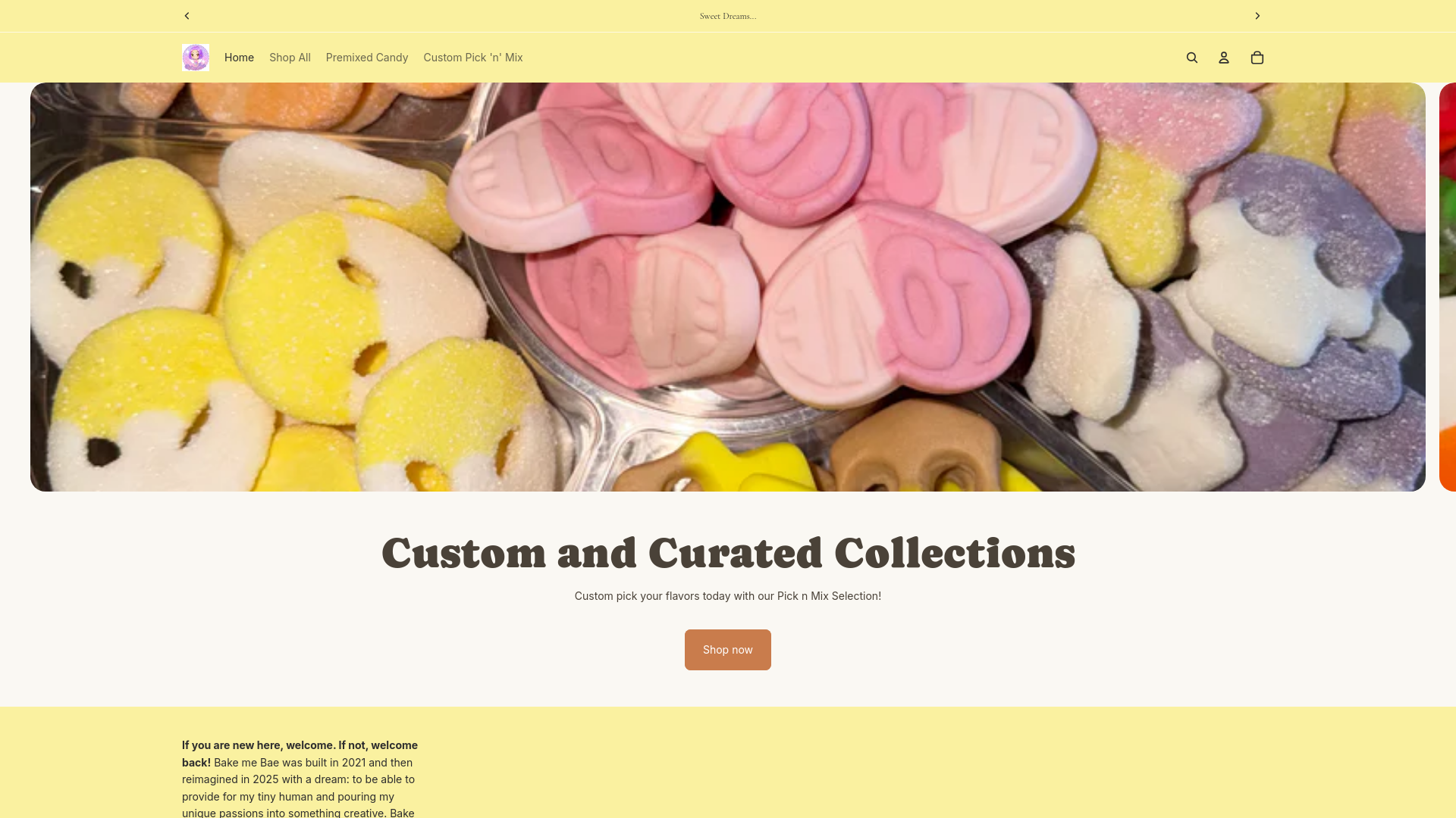 website screenshot of https://bakemebae.com/