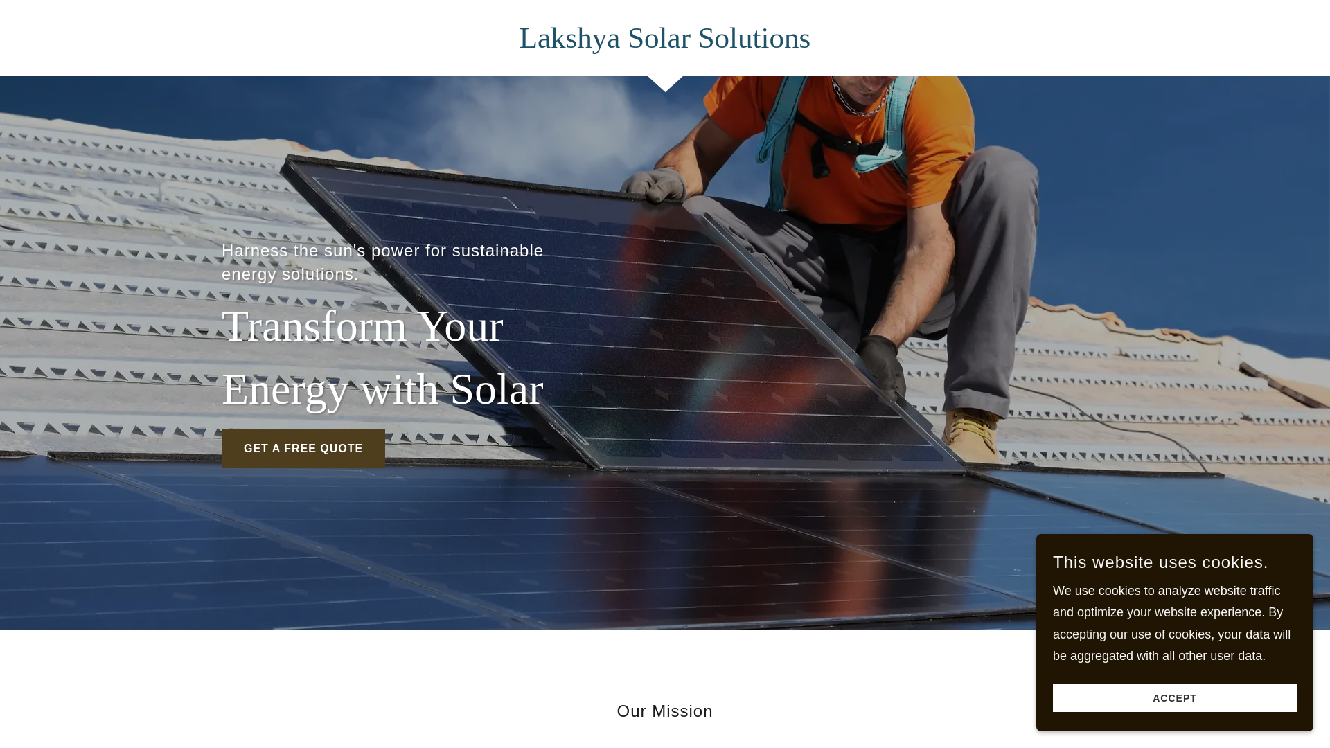 website screenshot of https://lakshyasolarsolutions.in/