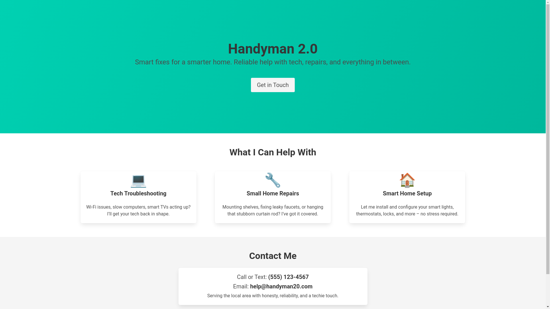 website screenshot of https://handyman2-0website.pages.dev/