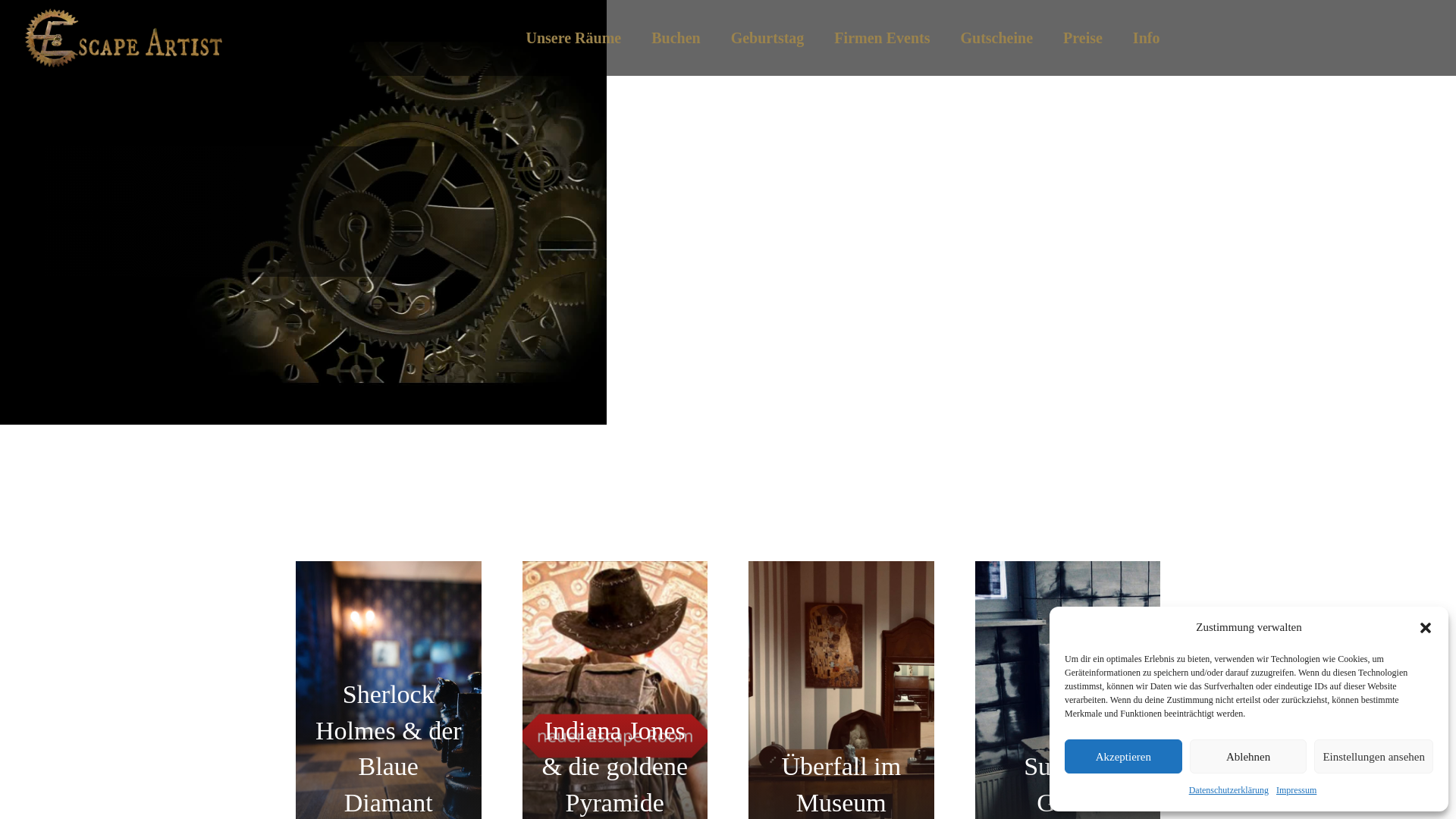website screenshot of https://escape-artist.de