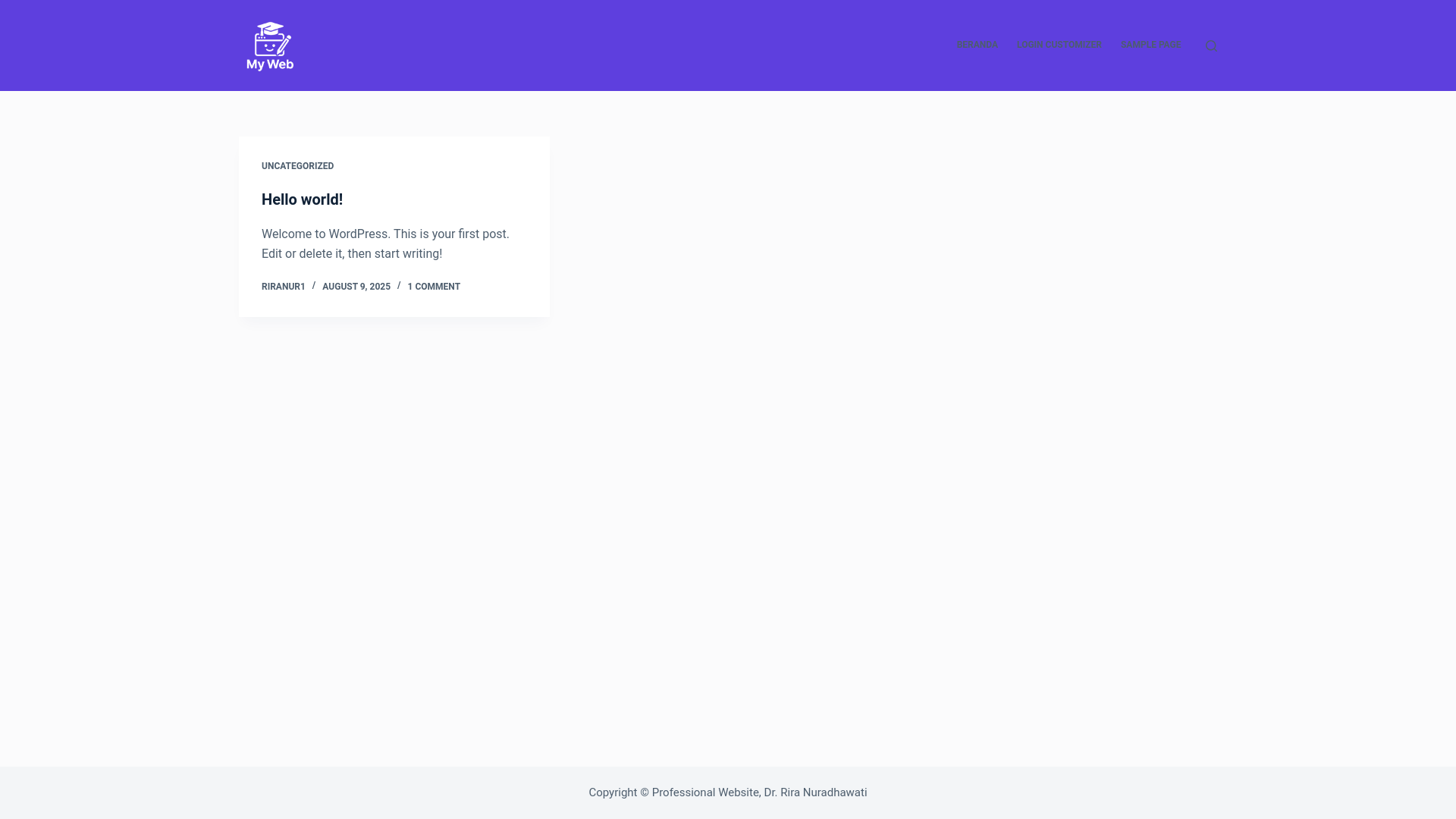 website screenshot of https://riranuradhawatieffendi.com/