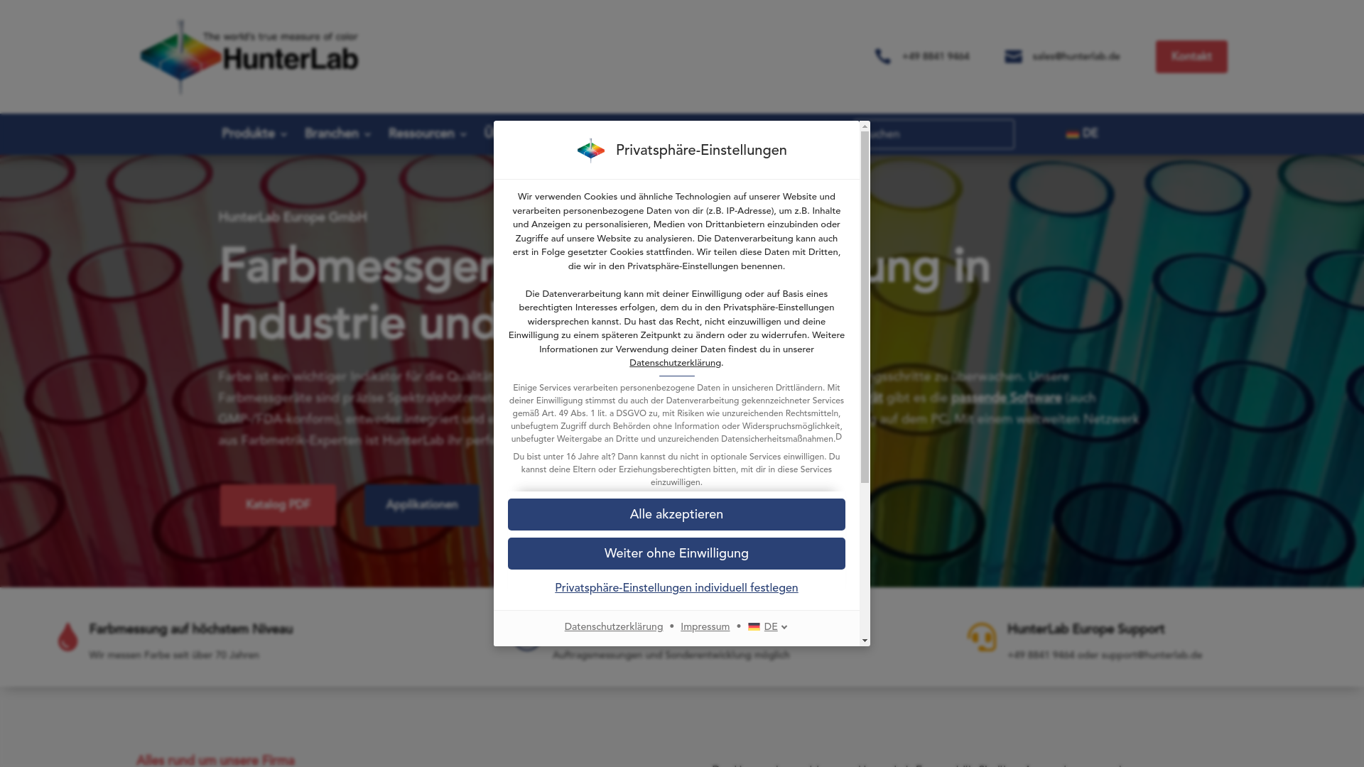 website screenshot of https://hunterlab.ro/