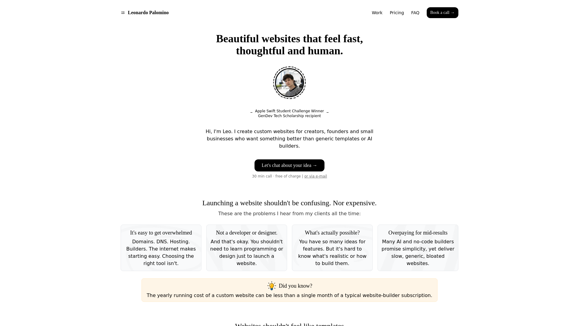 website screenshot of https://leomino-web.pages.dev/