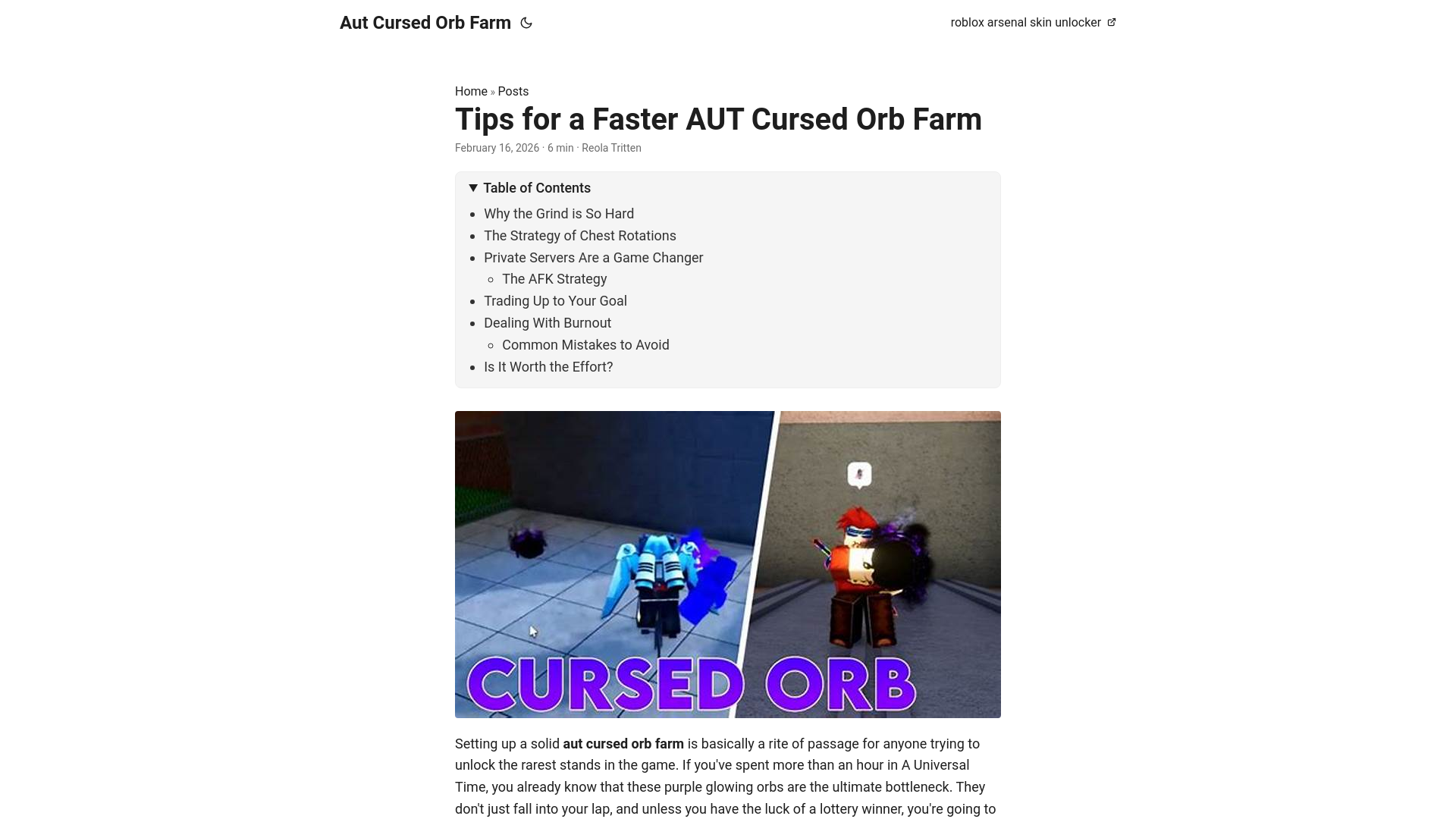 website screenshot of https://aut-cursed-orb-farm.pages.dev/