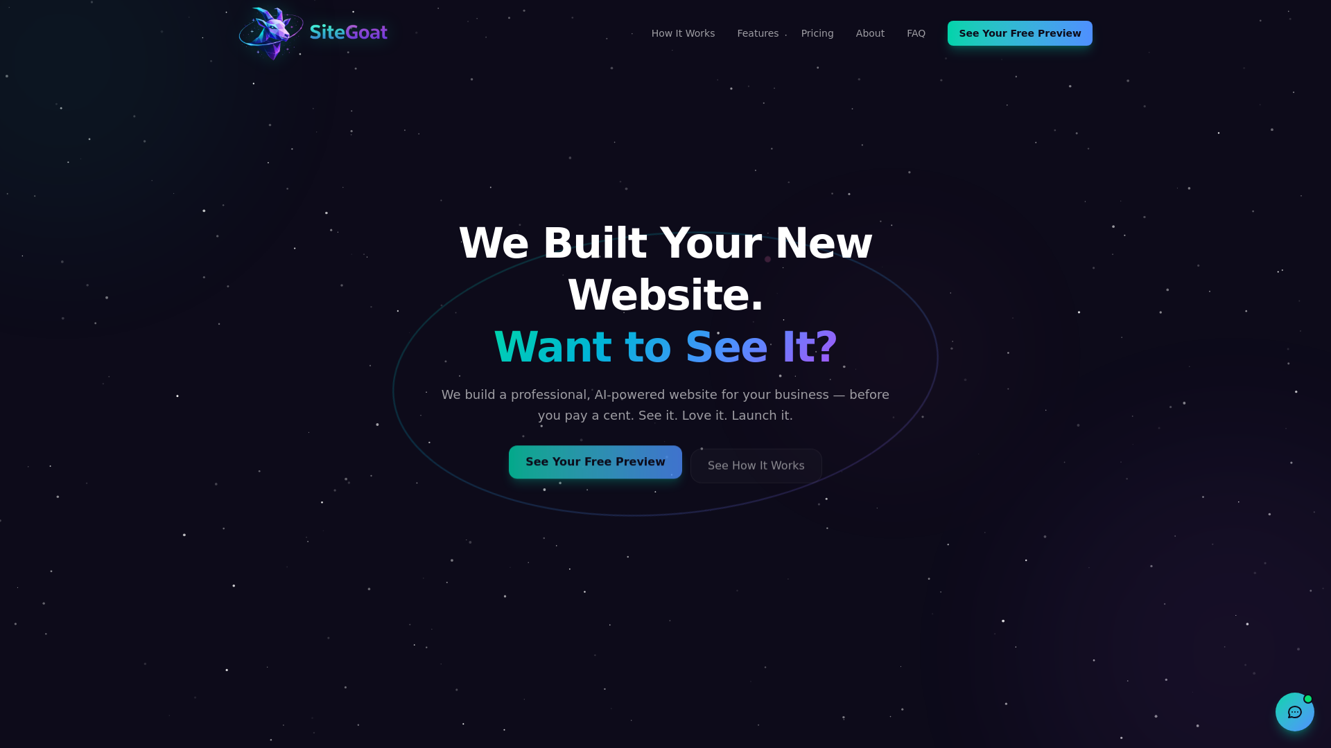website screenshot of https://sitegoat.ai/