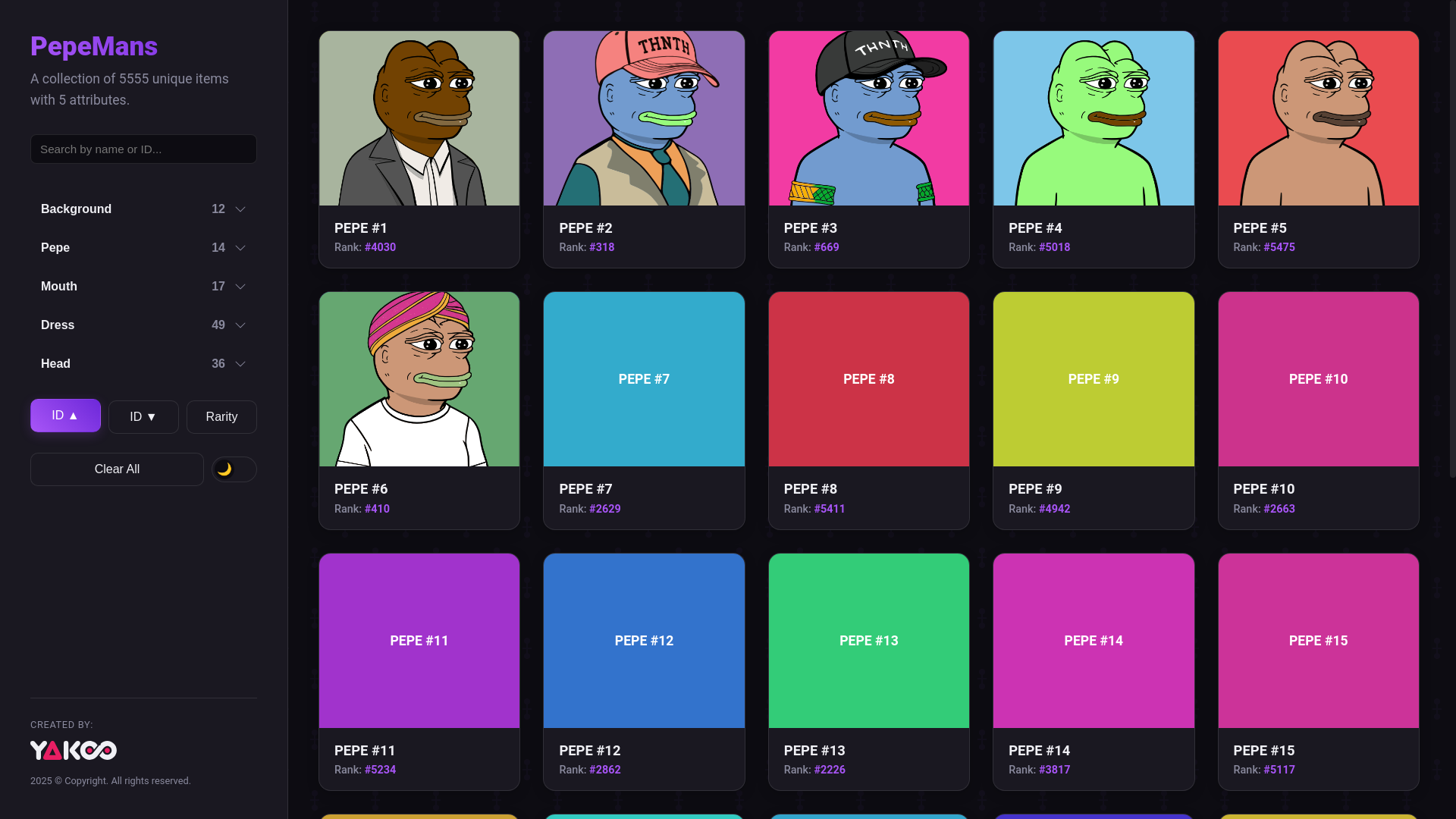 website screenshot of https://pepemans.pages.dev/