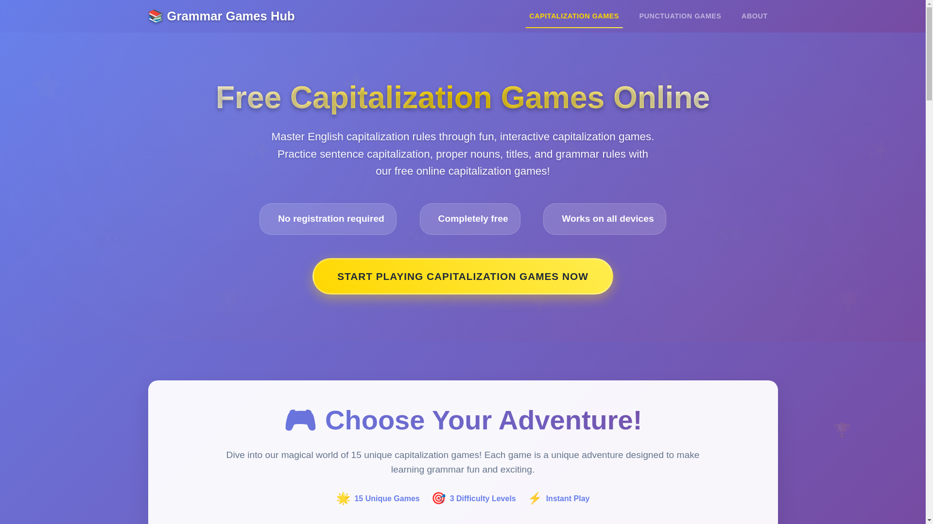 website screenshot of https://grammergames.fun/