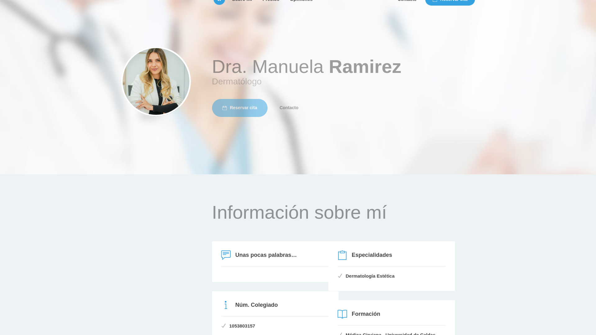 website screenshot of https://www.manueladermatologa.com