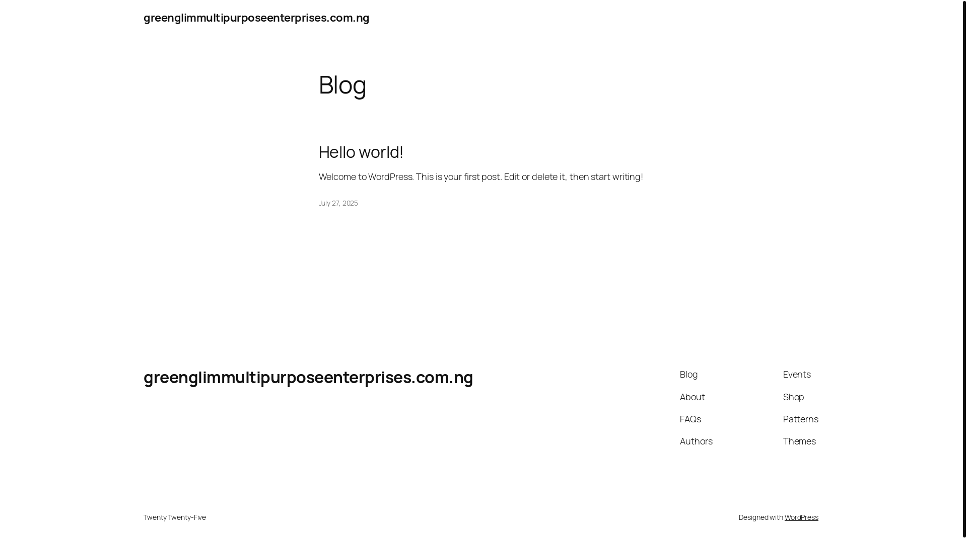 website screenshot of https://greenglimmultipurposeenterprises.com.ng/