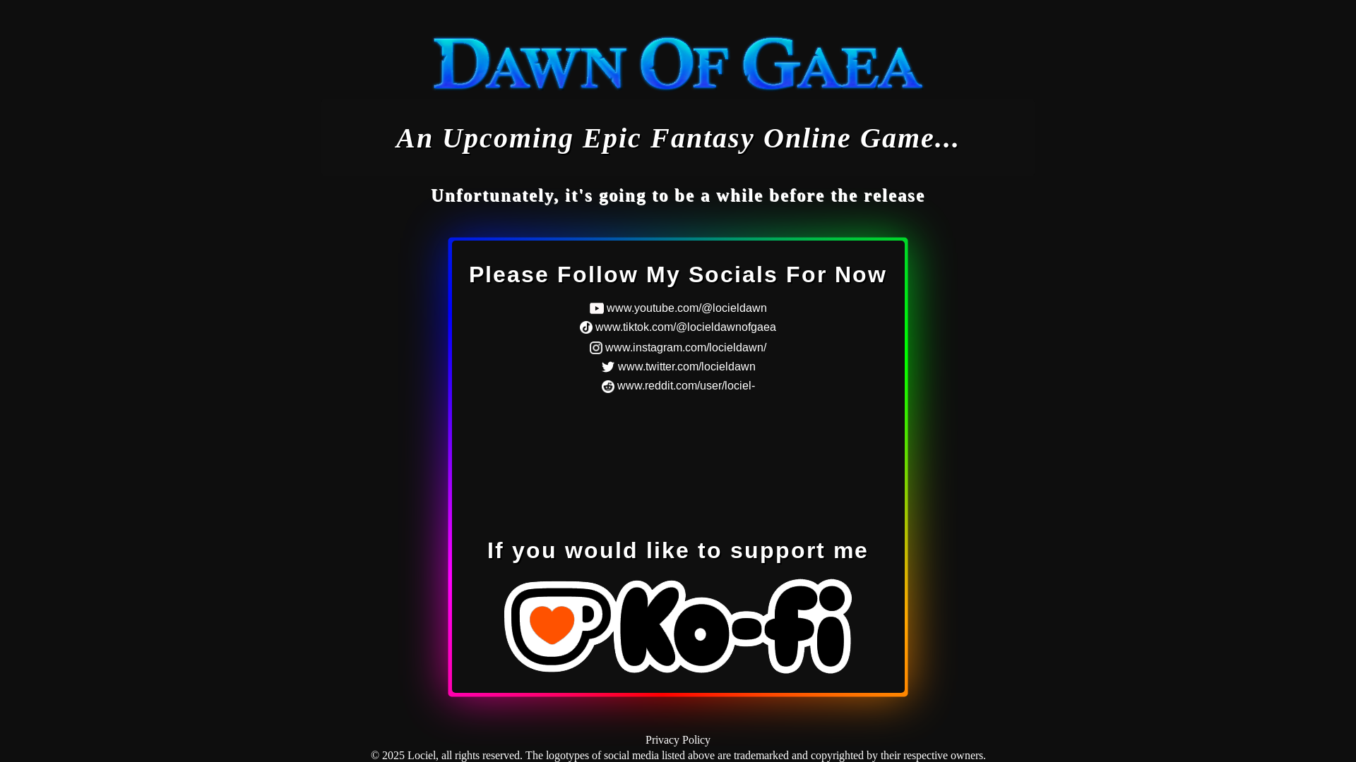 website screenshot of https://dawnofgaea.pages.dev/