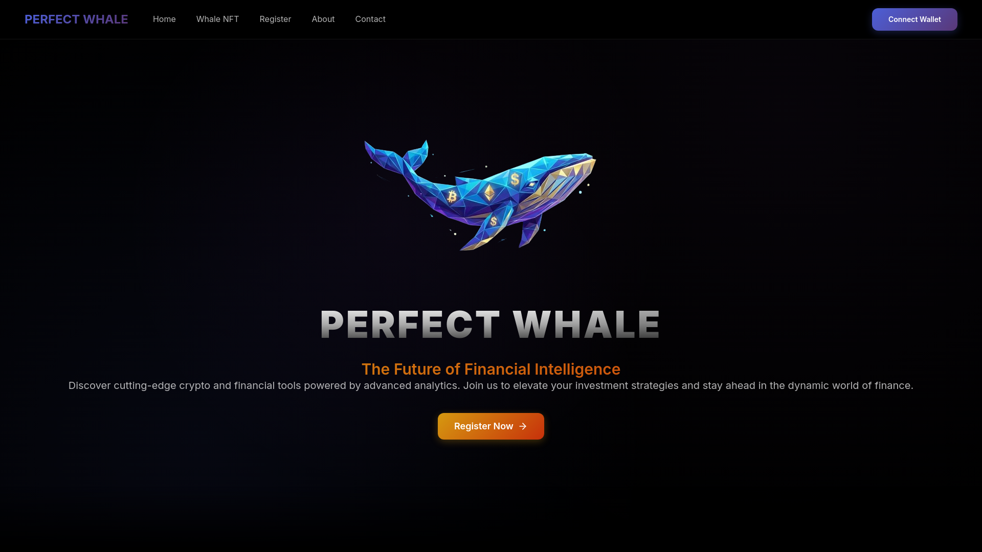 website screenshot of https://perfectwhalesystem.io