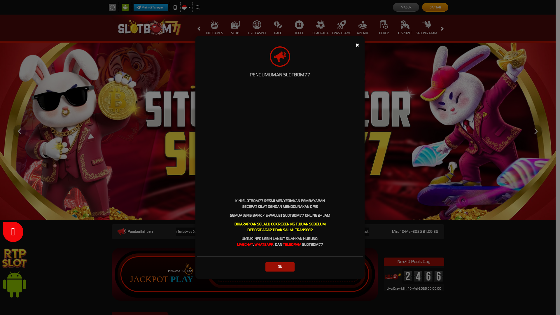 website screenshot of https://slotbom77plst.lol/
