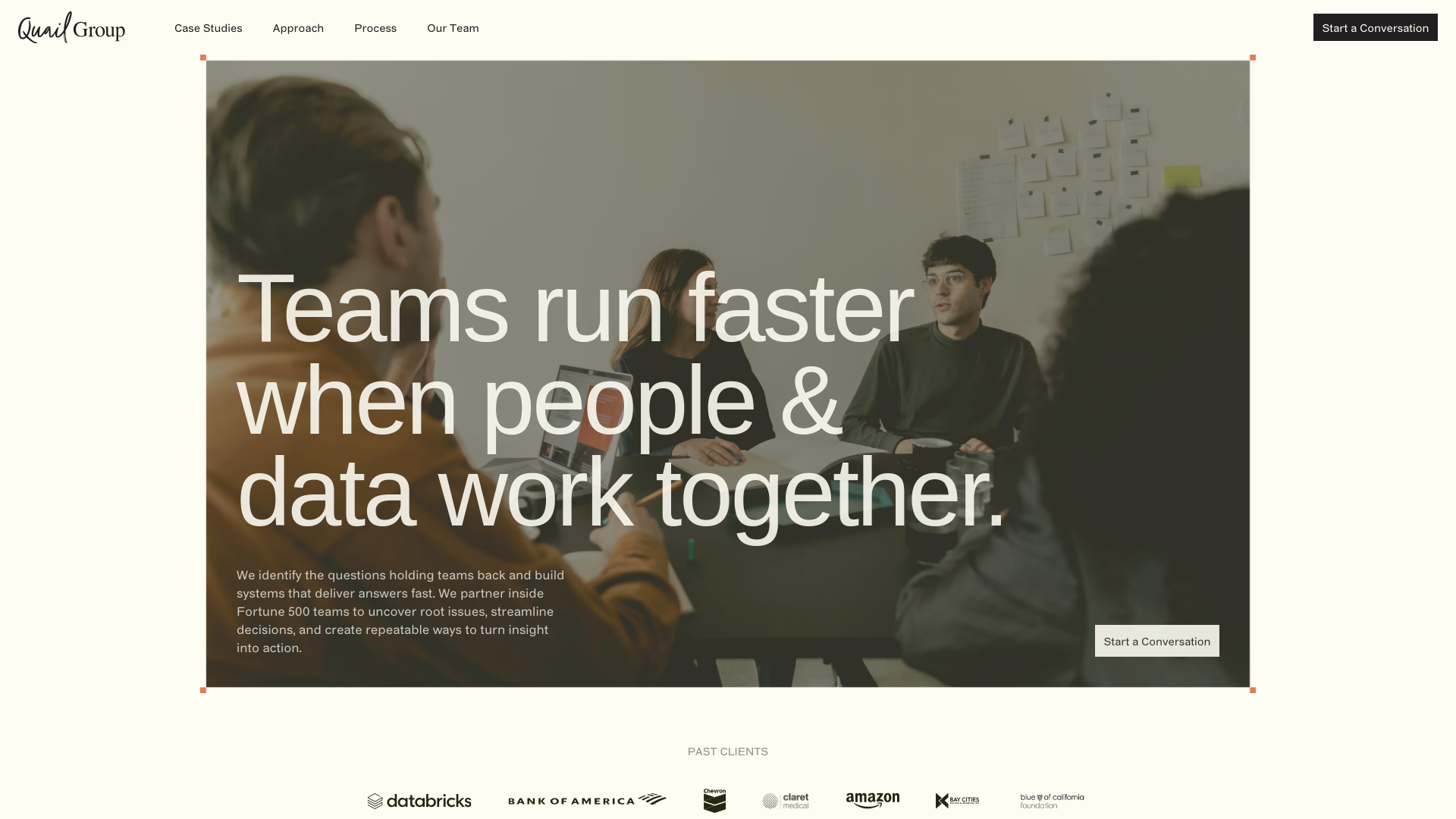 website screenshot of https://quailanalytics.business/